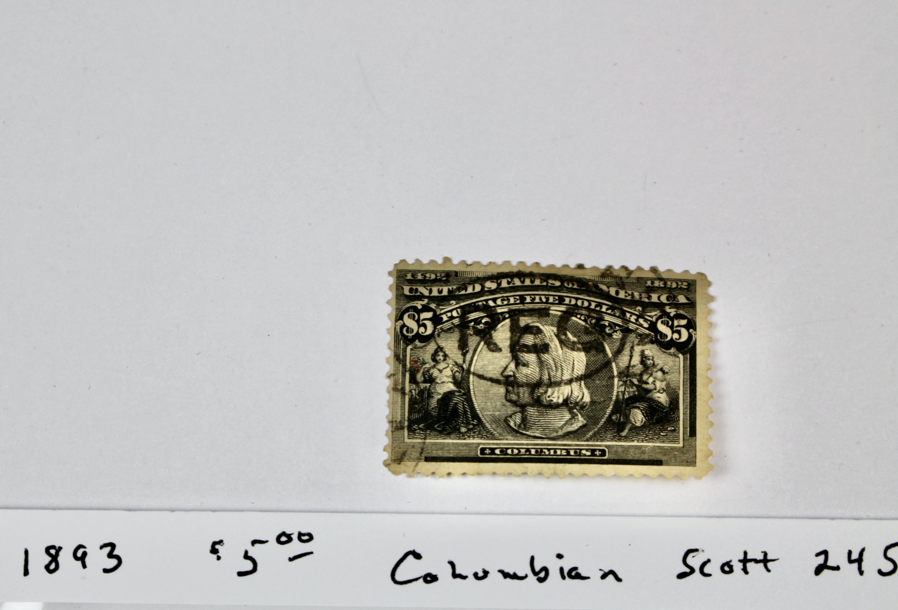 1893 $5 Columbian Exposition U.S. Postage Stamp, Scott 245