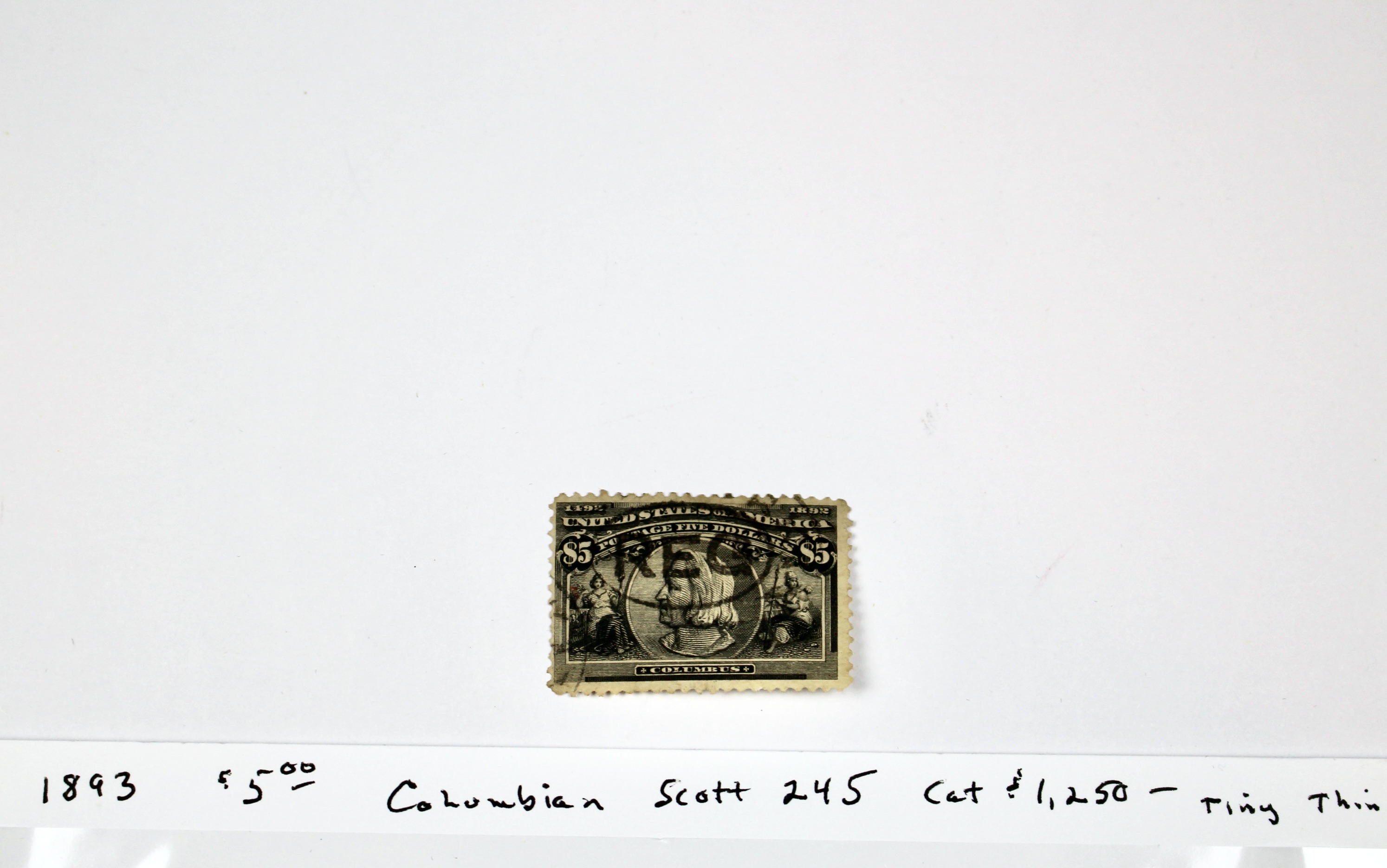 1893 $5 Columbian Exposition U.S. Postage Stamp, Scott 245