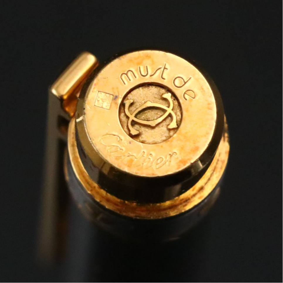 Must de Cartier Santos Brushed Steel and 18K Gold Plate Rollerball Pen