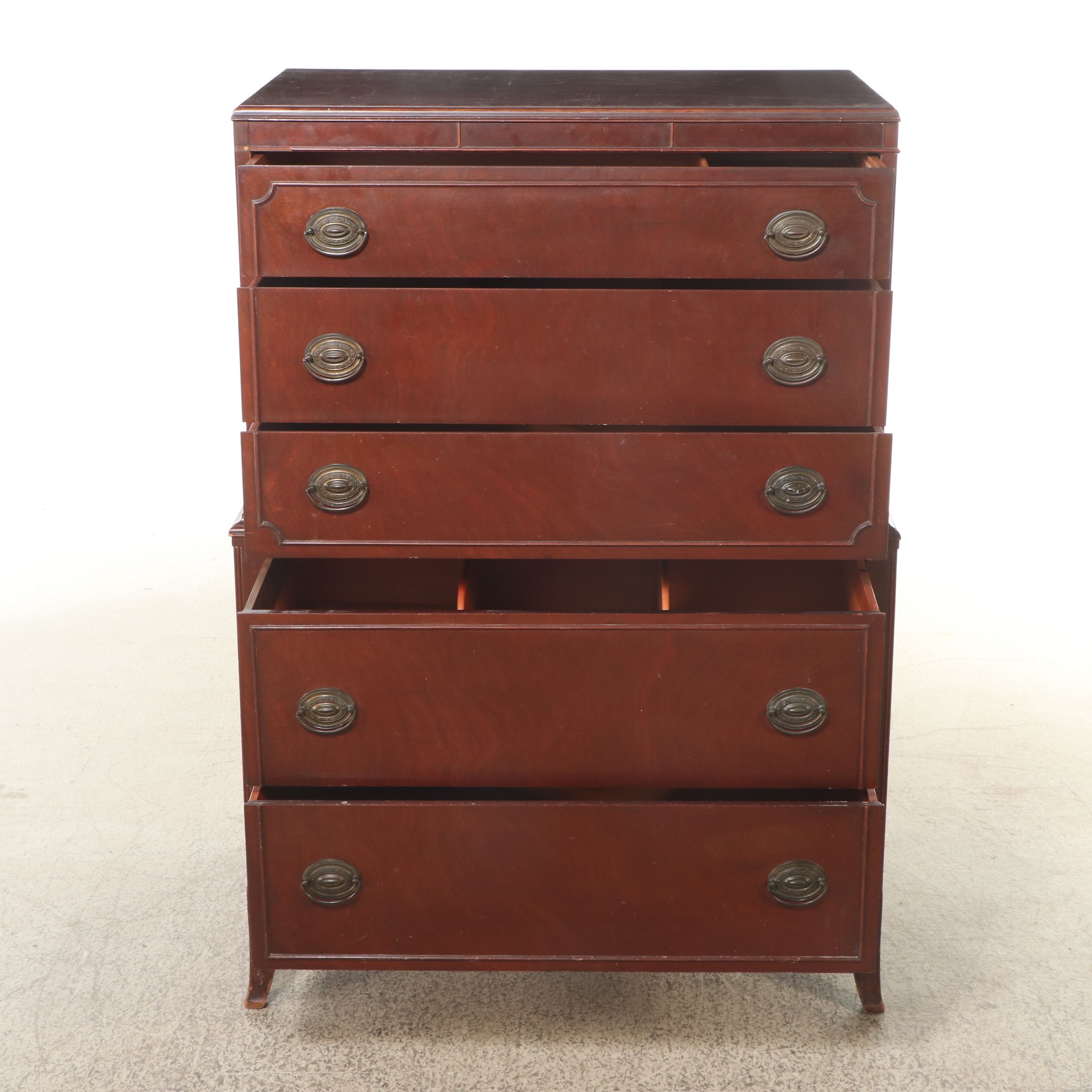 Sheraton Style Mahogany Chest on Chest, Mid-20th Century