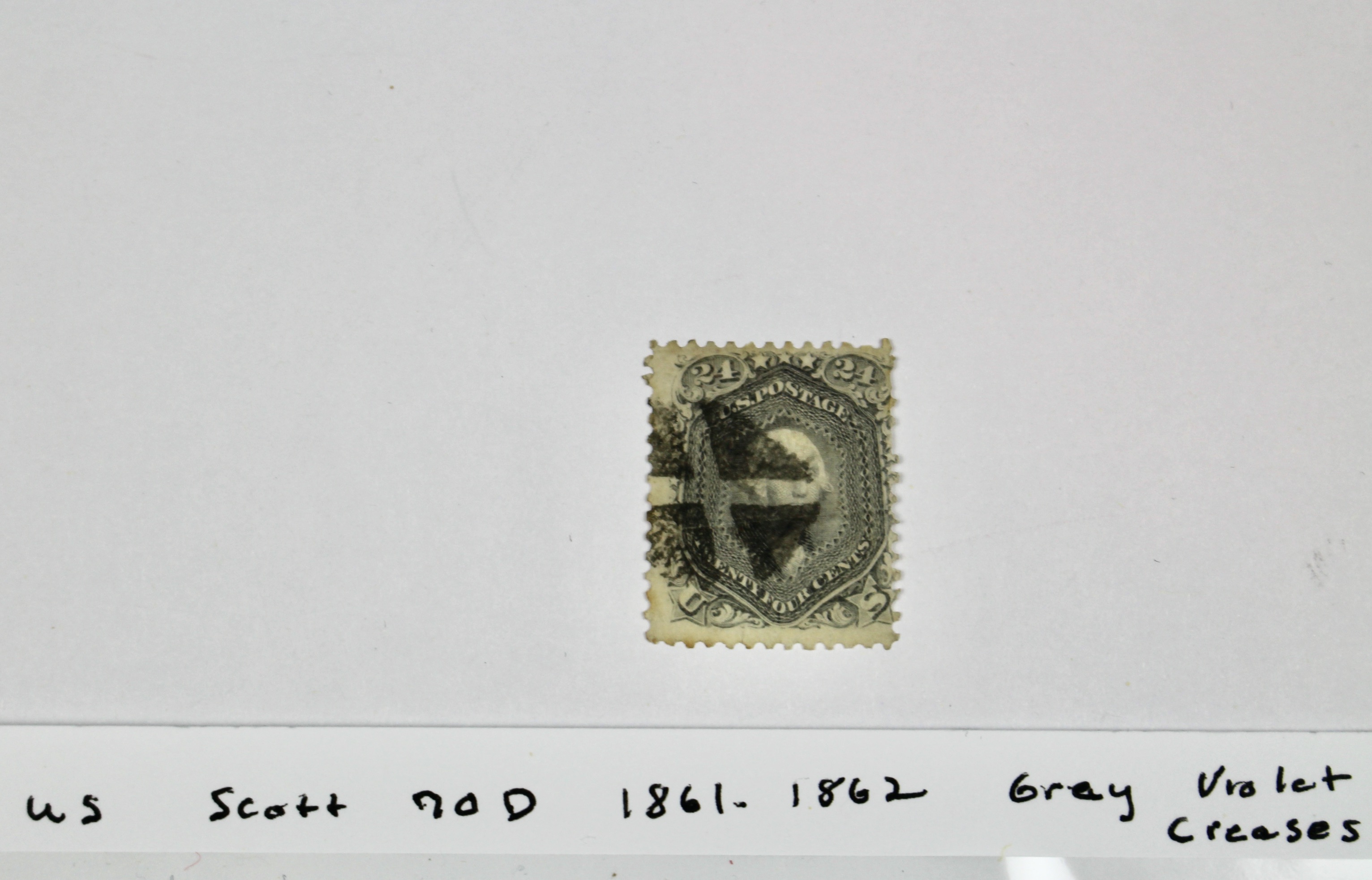 1861 24-Cent U.S. Postage Stamp, Scott 70D, Gray Violet on Thin Paper