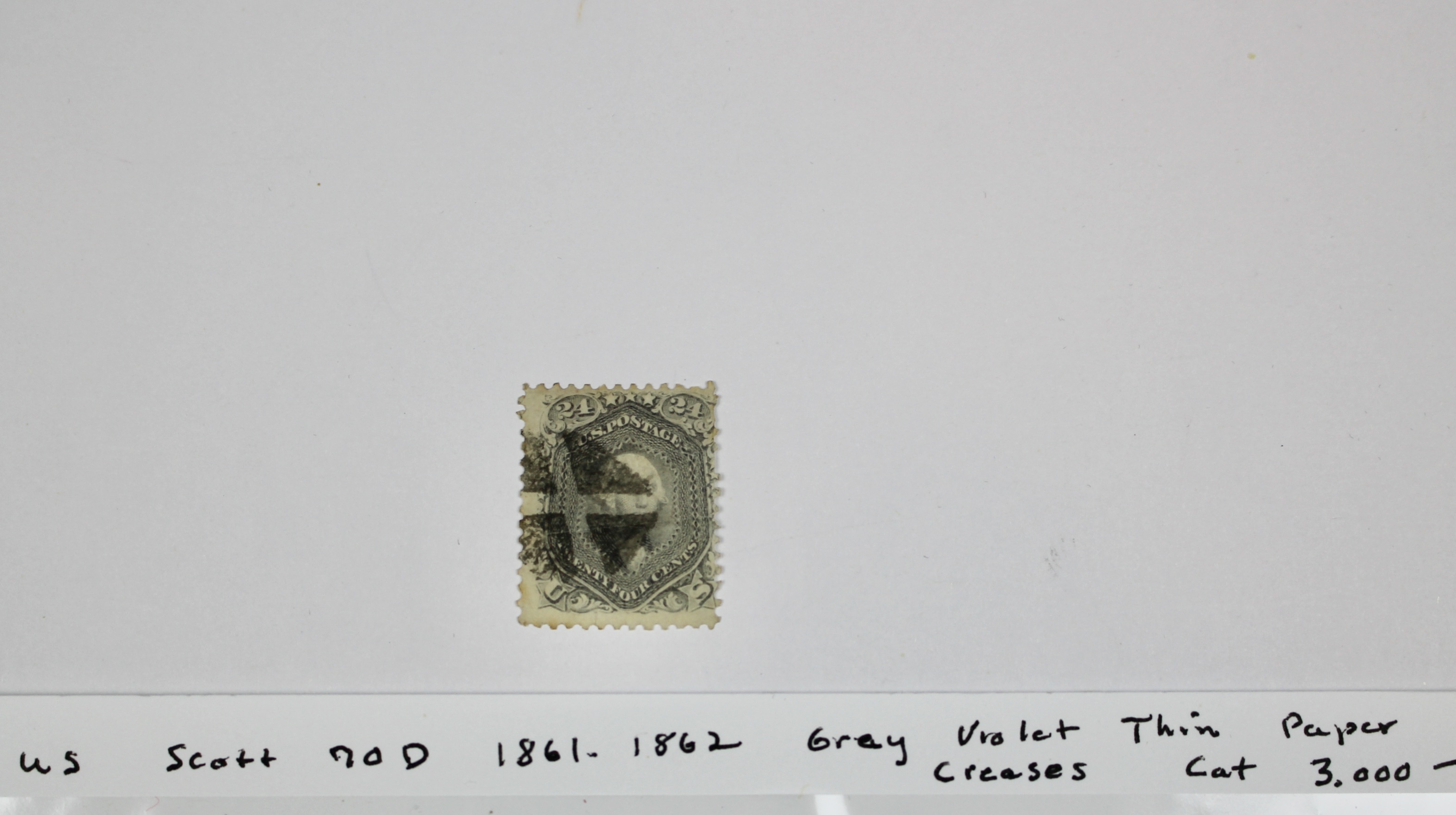 1861 24-Cent U.S. Postage Stamp, Scott 70D, Gray Violet on Thin Paper