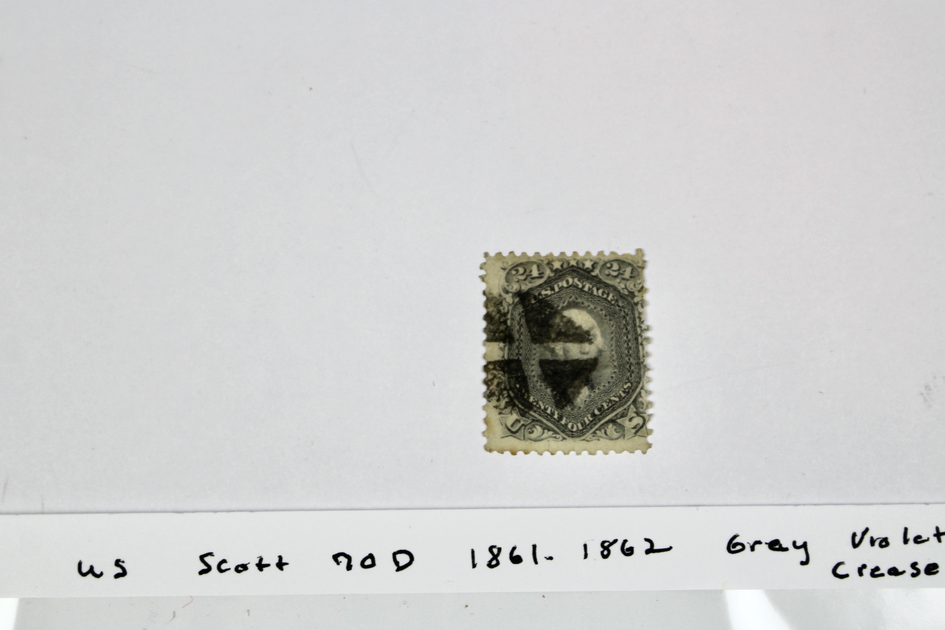 1861 24-Cent U.S. Postage Stamp, Scott 70D, Gray Violet on Thin Paper