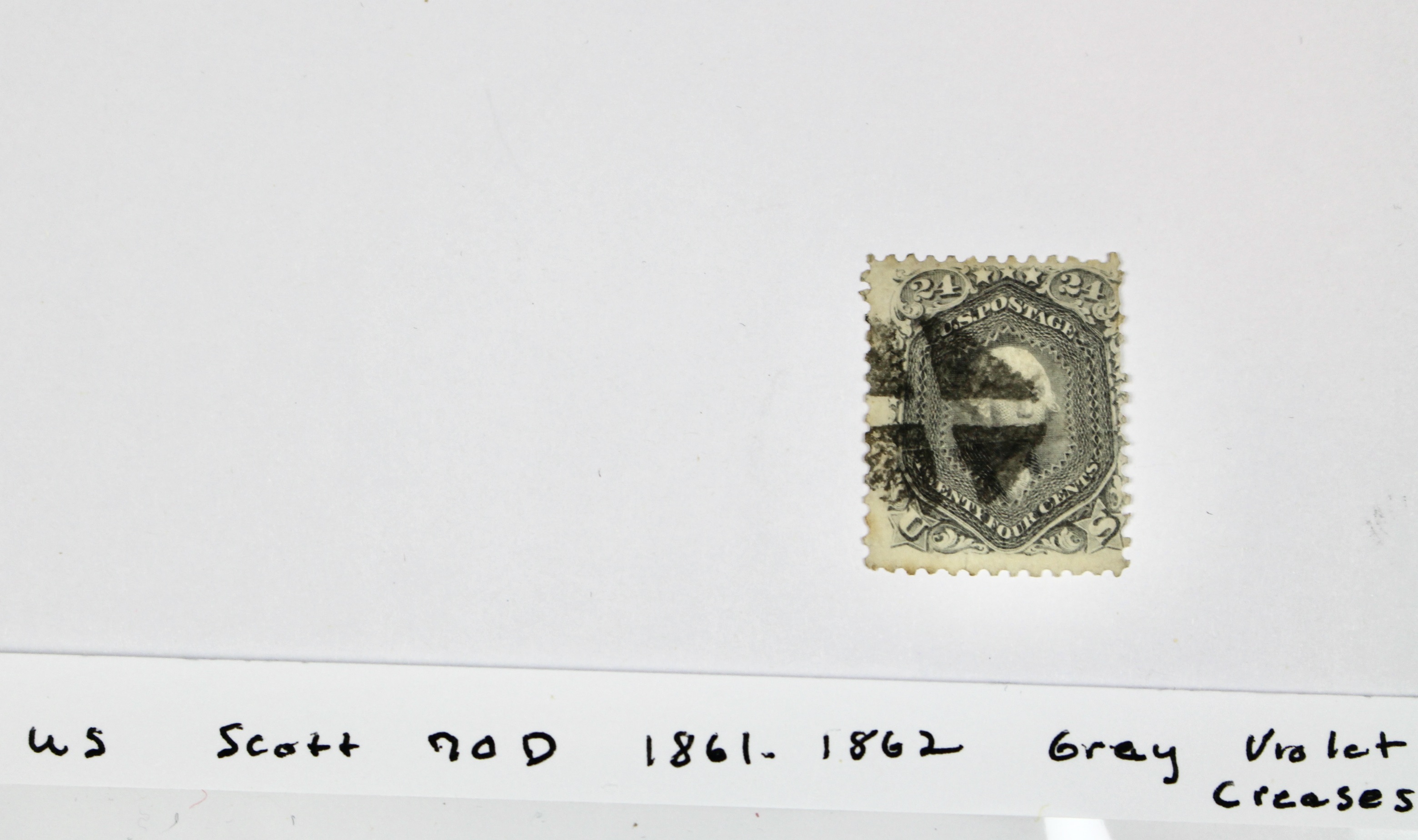 1861 24-Cent U.S. Postage Stamp, Scott 70D, Gray Violet on Thin Paper