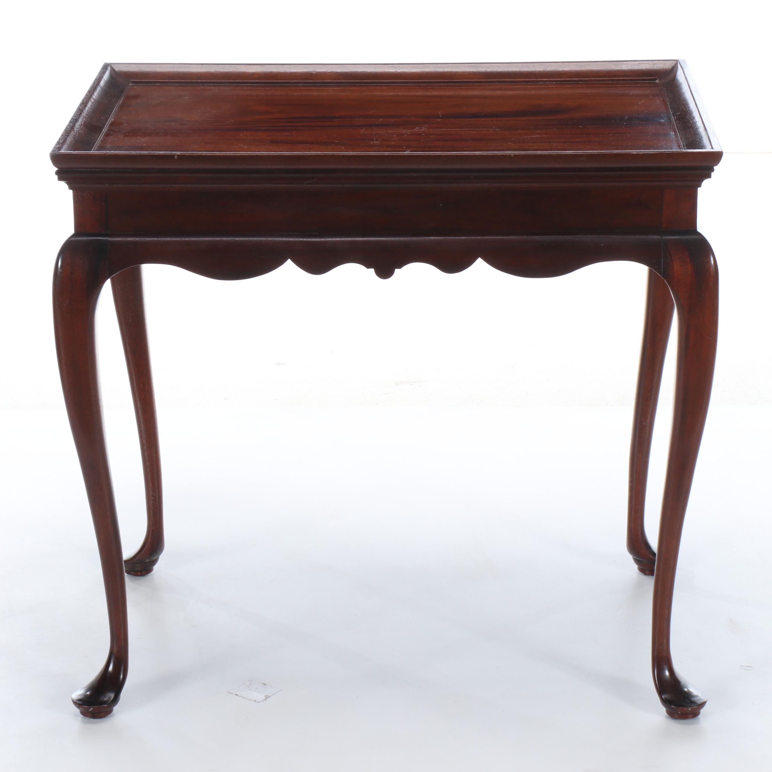 Queen Anne Style Cherry Finished Wooden Tea Table
