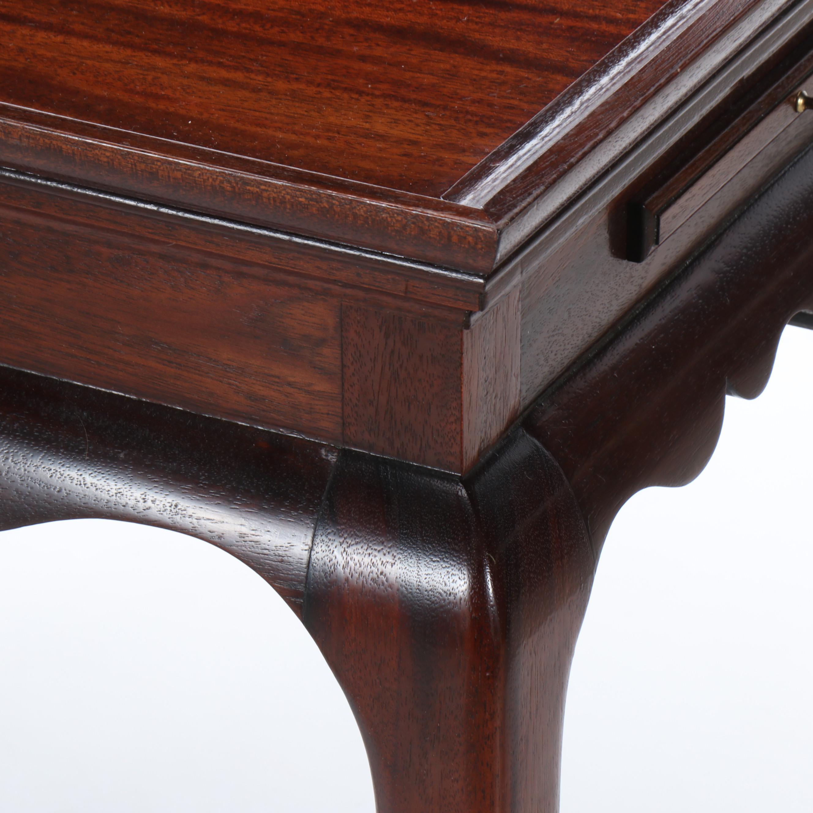 Queen Anne Style Cherry Finished Wooden Tea Table