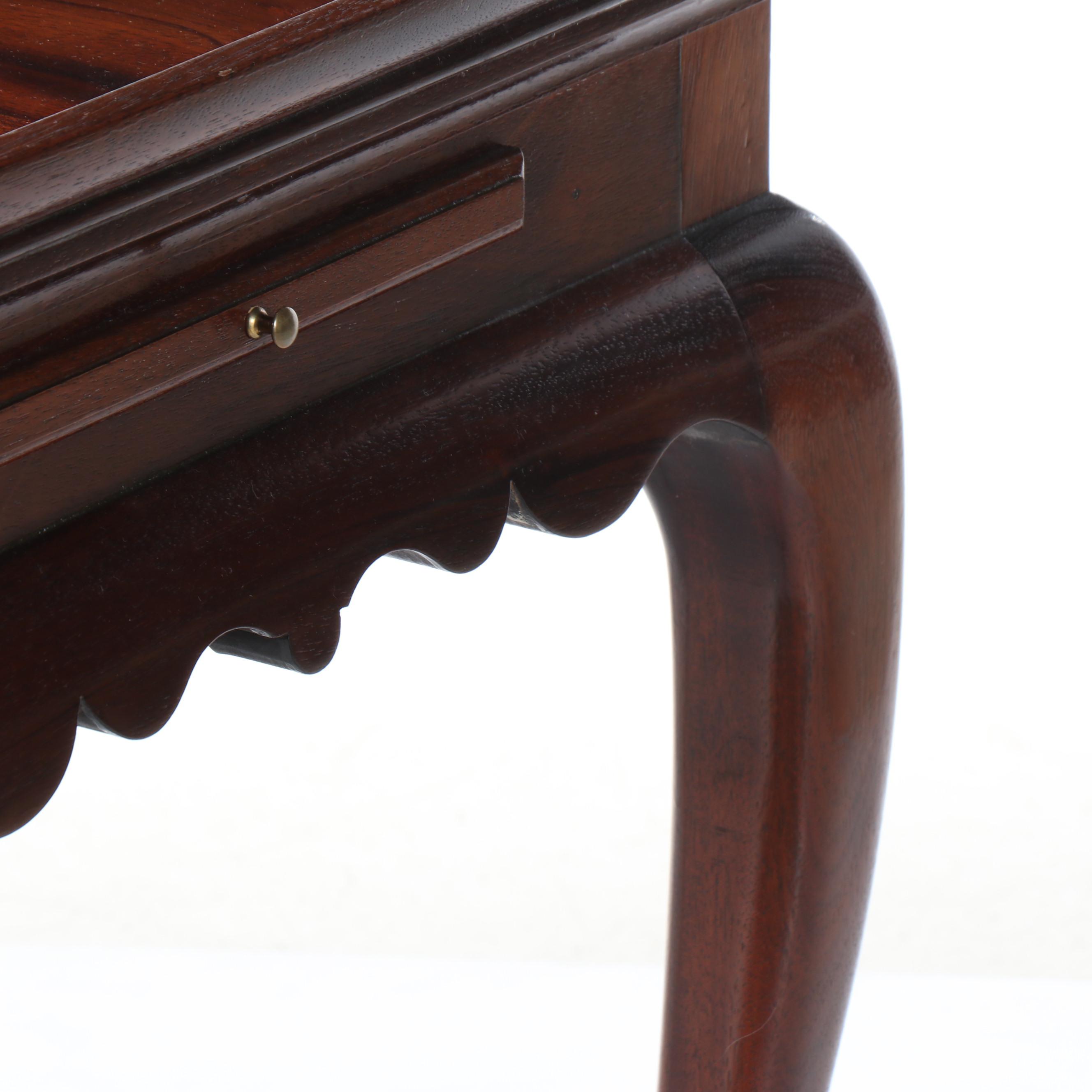 Queen Anne Style Cherry Finished Wooden Tea Table