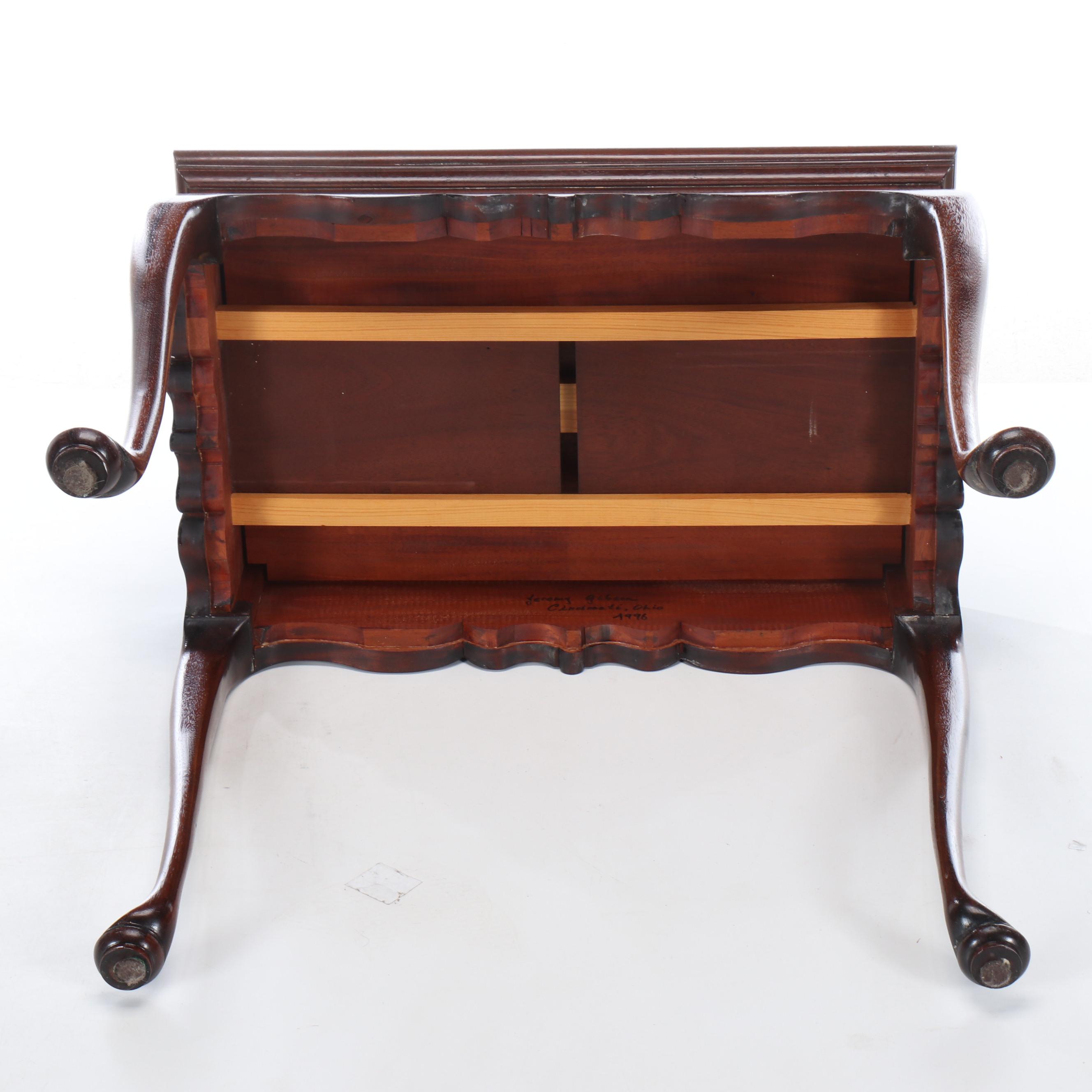 Queen Anne Style Cherry Finished Wooden Tea Table