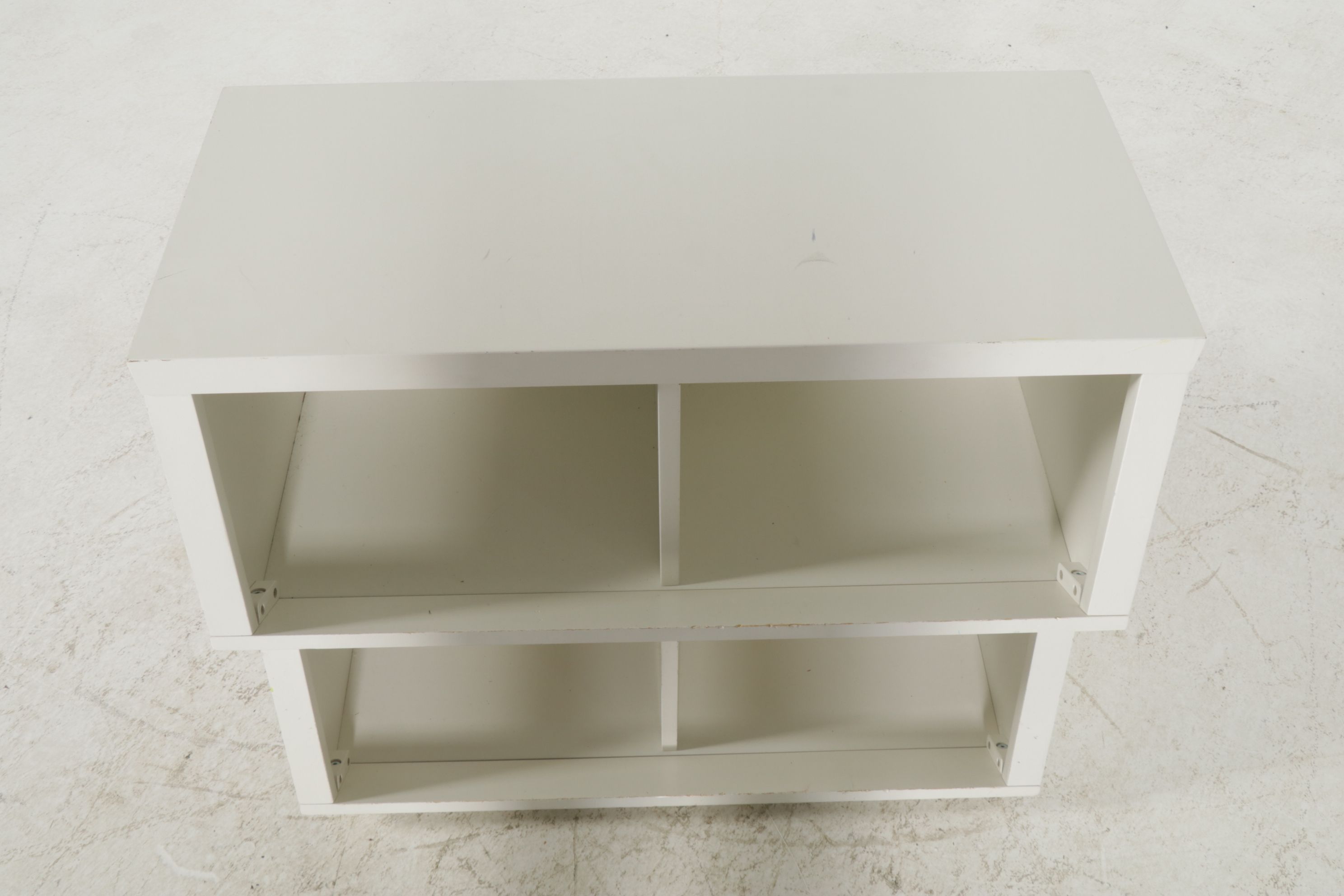 Pair of Pottery Barn Kids White Wooden Storage Bins, 2016