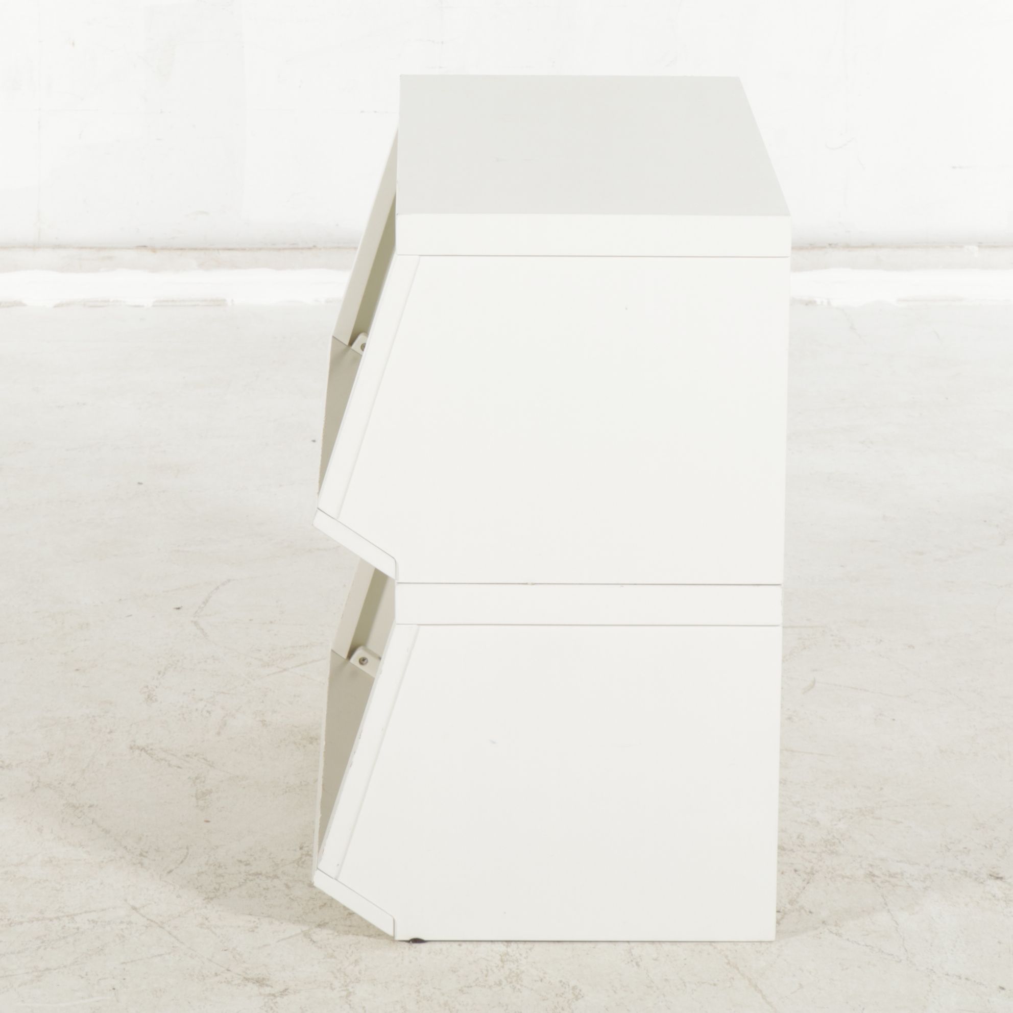 Pair of Pottery Barn Kids White Wooden Storage Bins, 2016