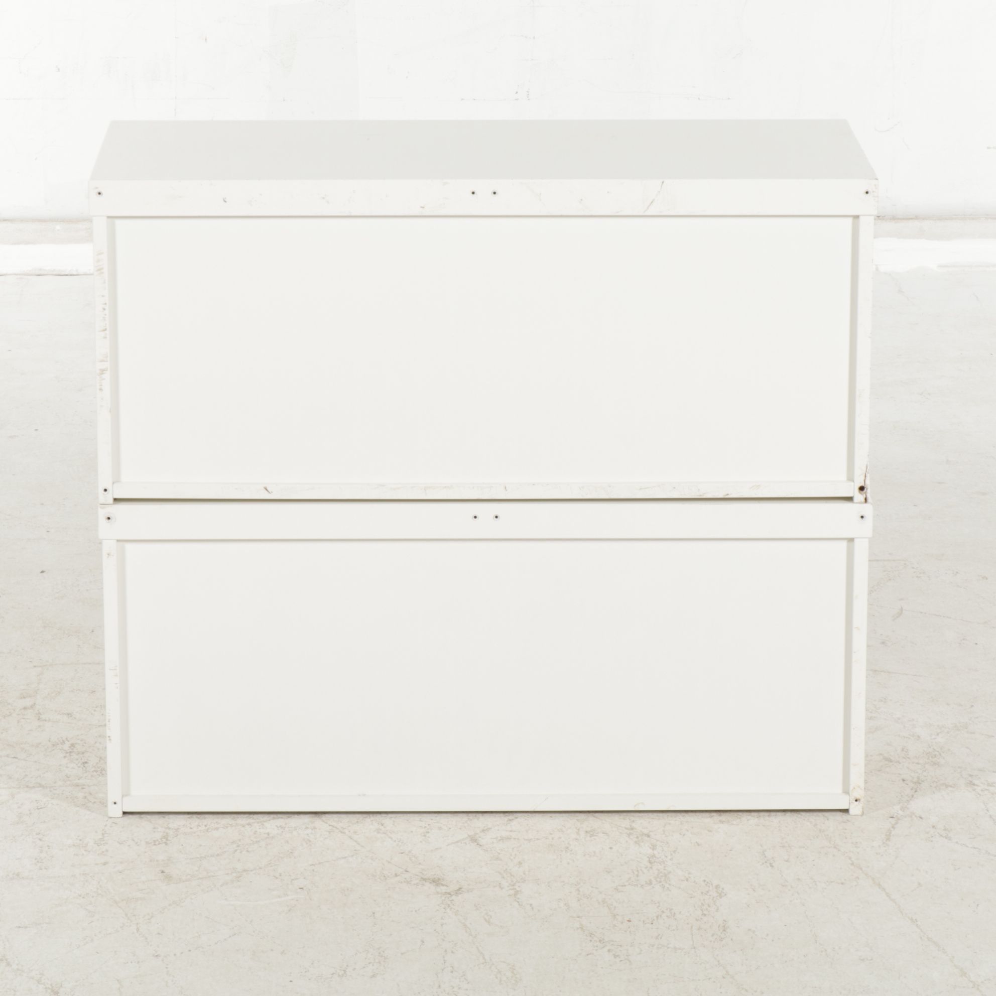 Pair of Pottery Barn Kids White Wooden Storage Bins, 2016