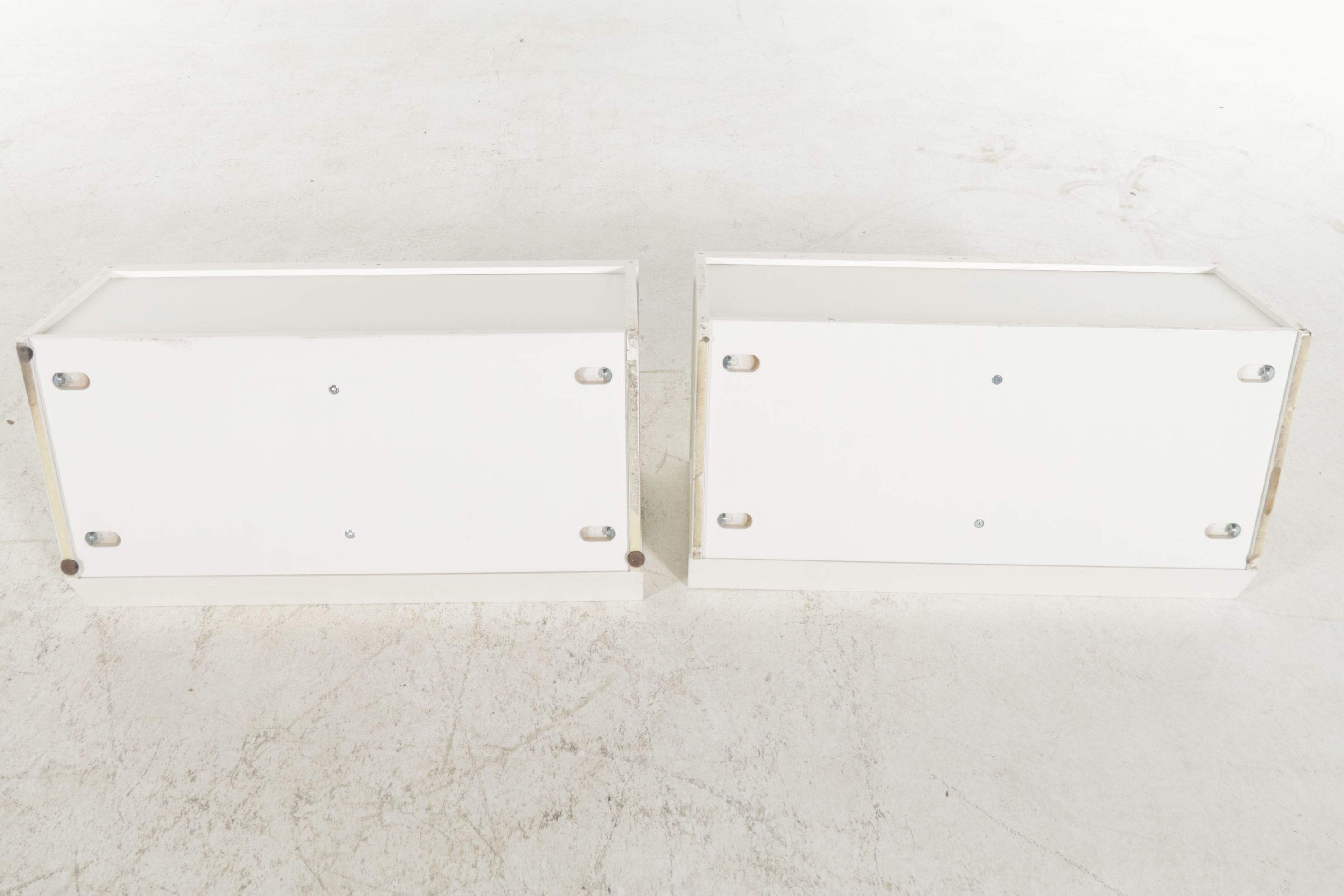 Pair of Pottery Barn Kids White Wooden Storage Bins, 2016