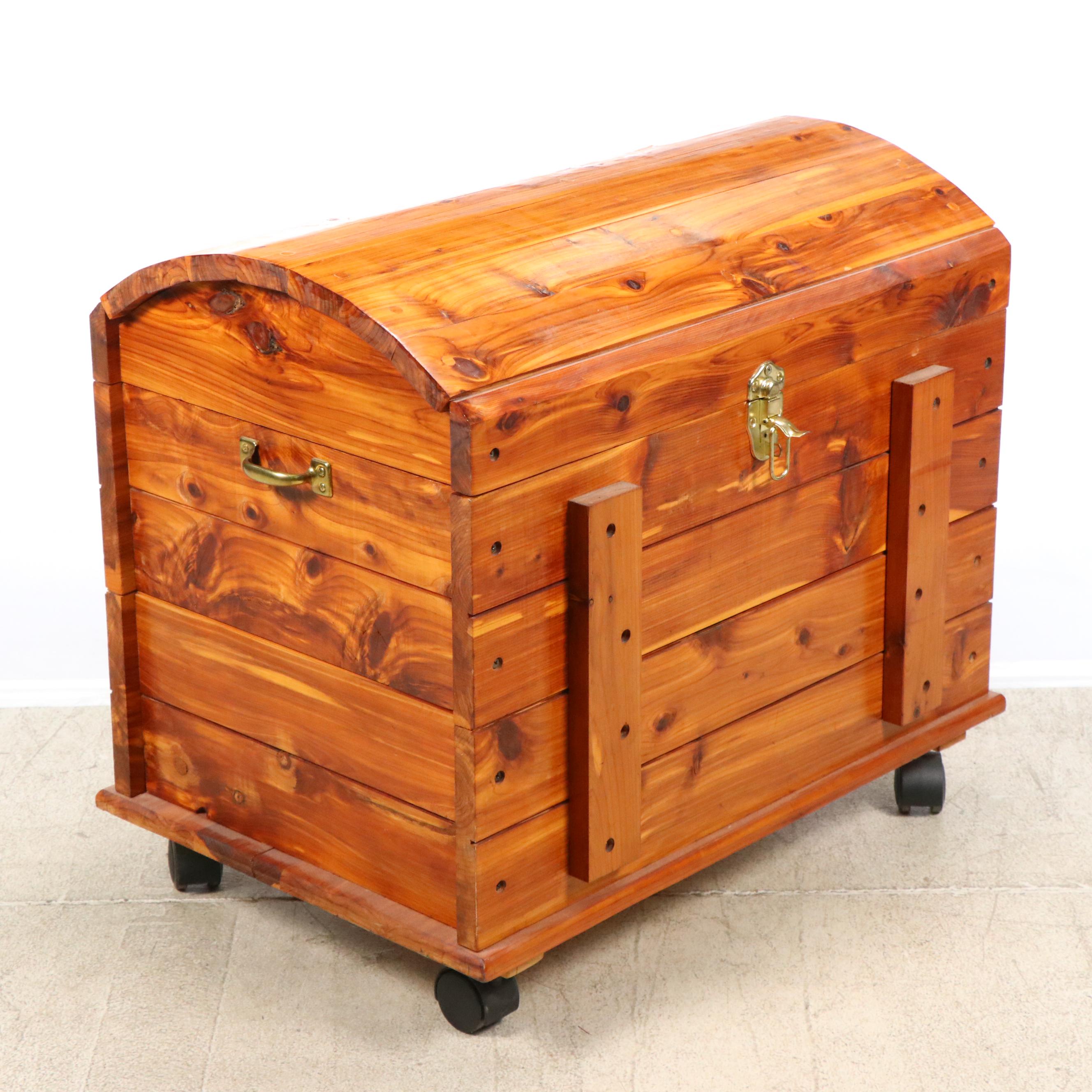 Cedar and Brass Handled Wheeled Storage Chest
