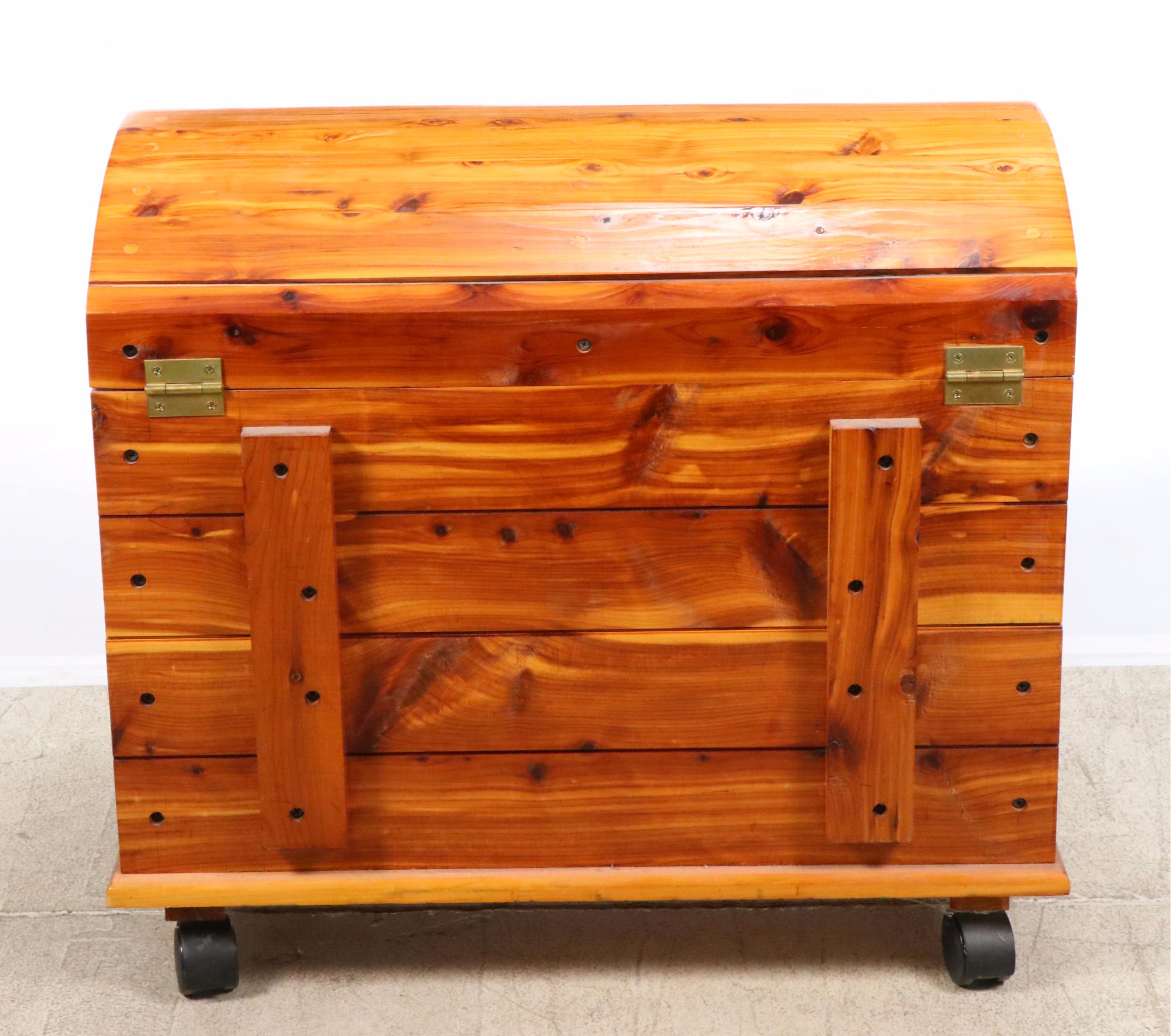 Cedar and Brass Handled Wheeled Storage Chest