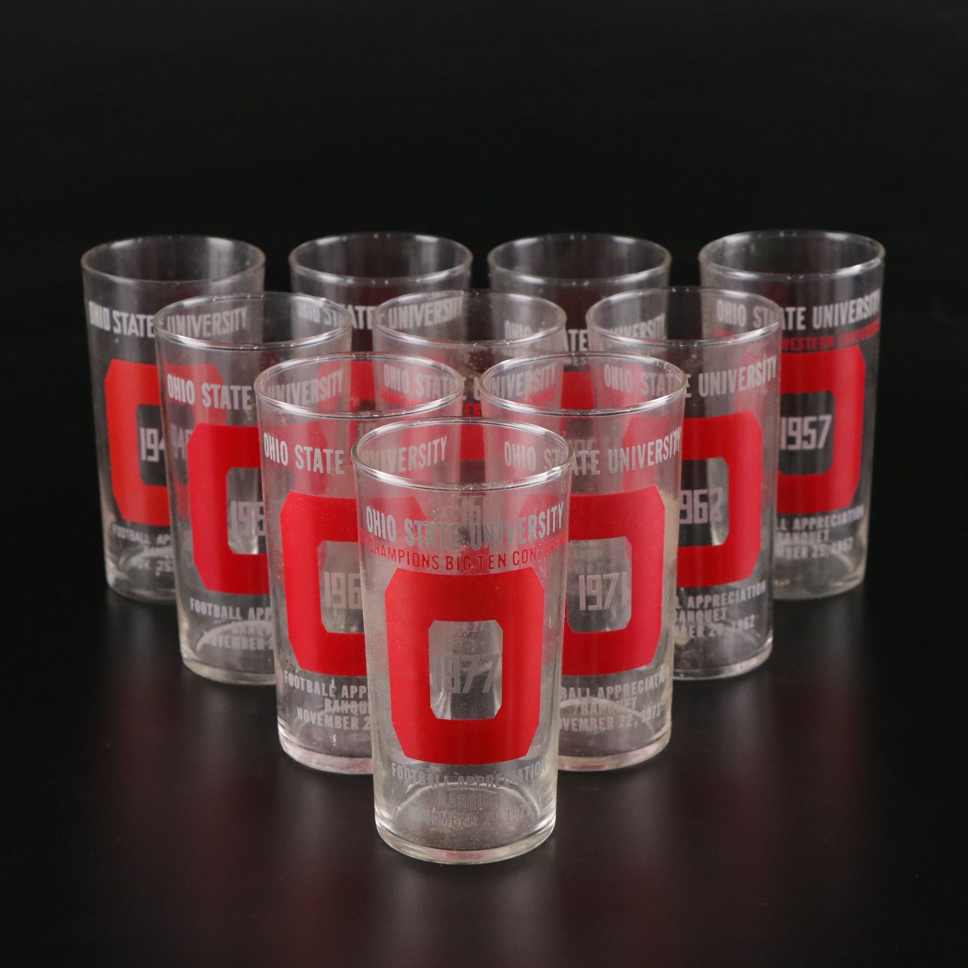 Ohio State Buckeye "Football Appreciation Banquet" Glasses