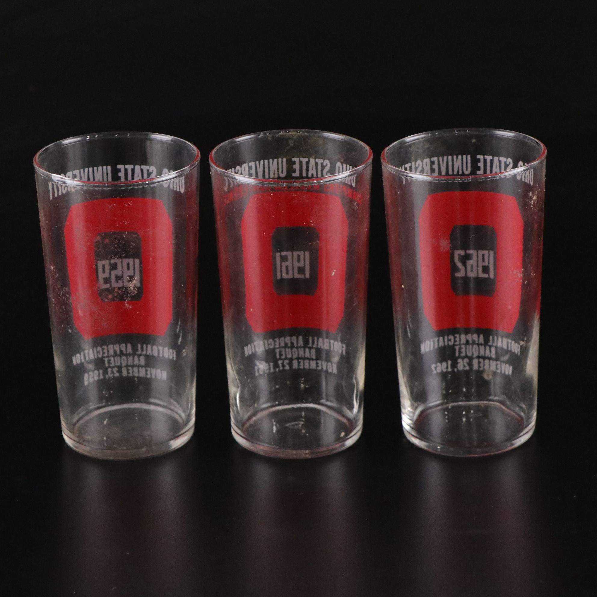 Ohio State Buckeye "Football Appreciation Banquet" Glasses