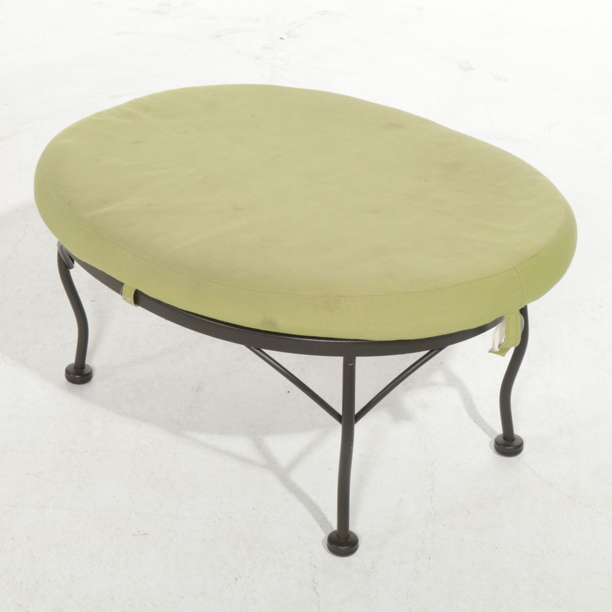 Wrought Iron Patio Armchairs with Multicolor Buttons and Footstool