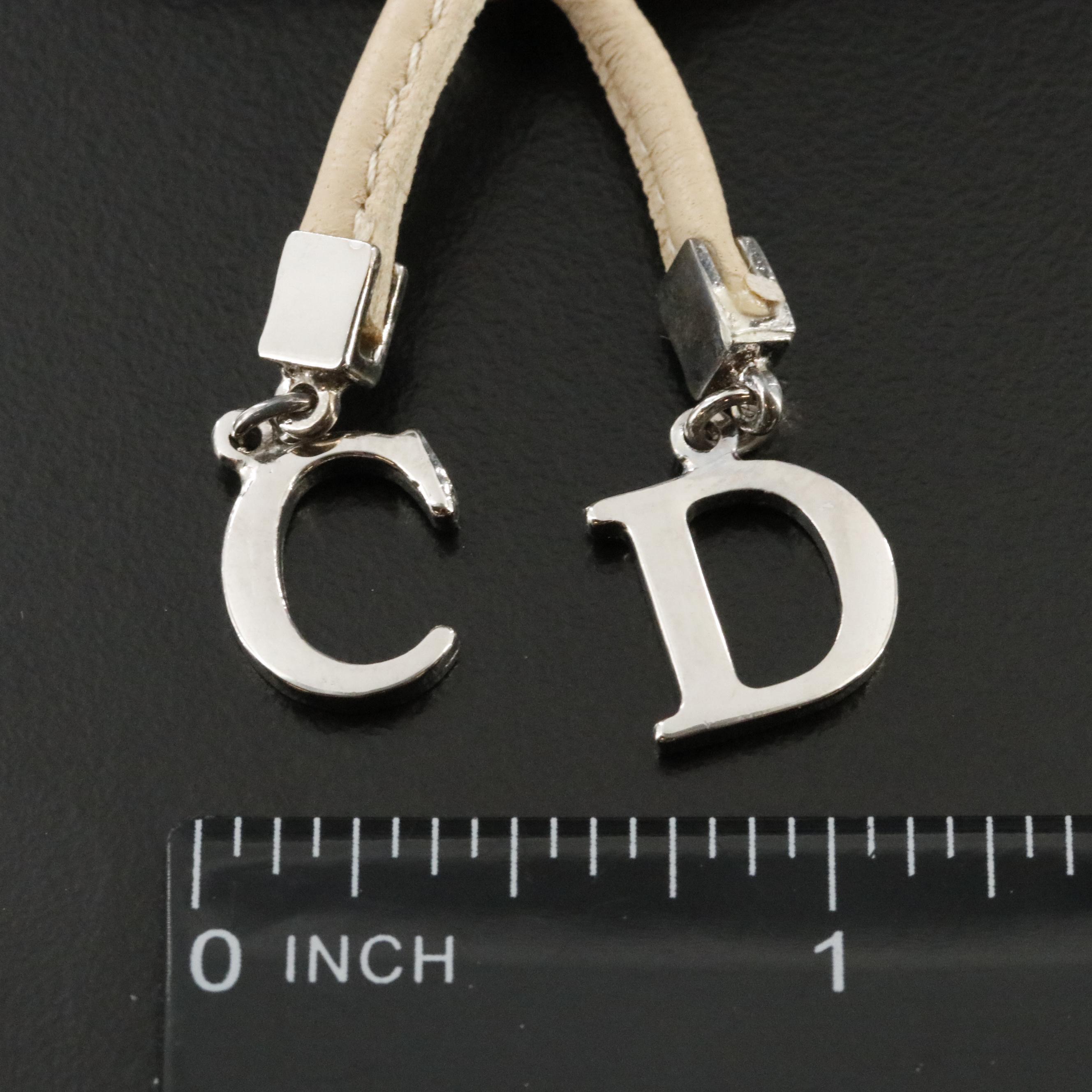 Christian Dior CD Faux Leather Bow Necklace