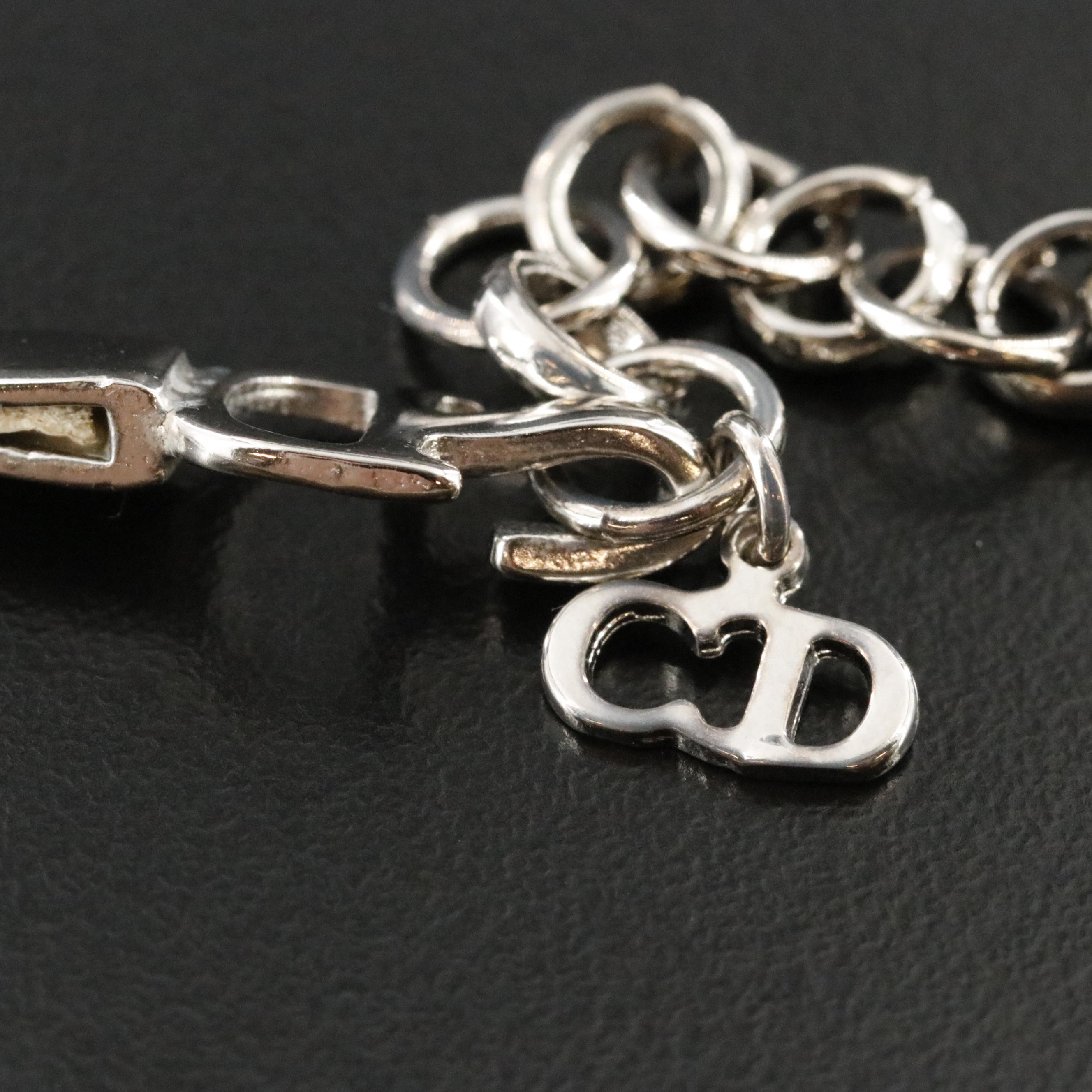 Christian Dior CD Faux Leather Bow Necklace