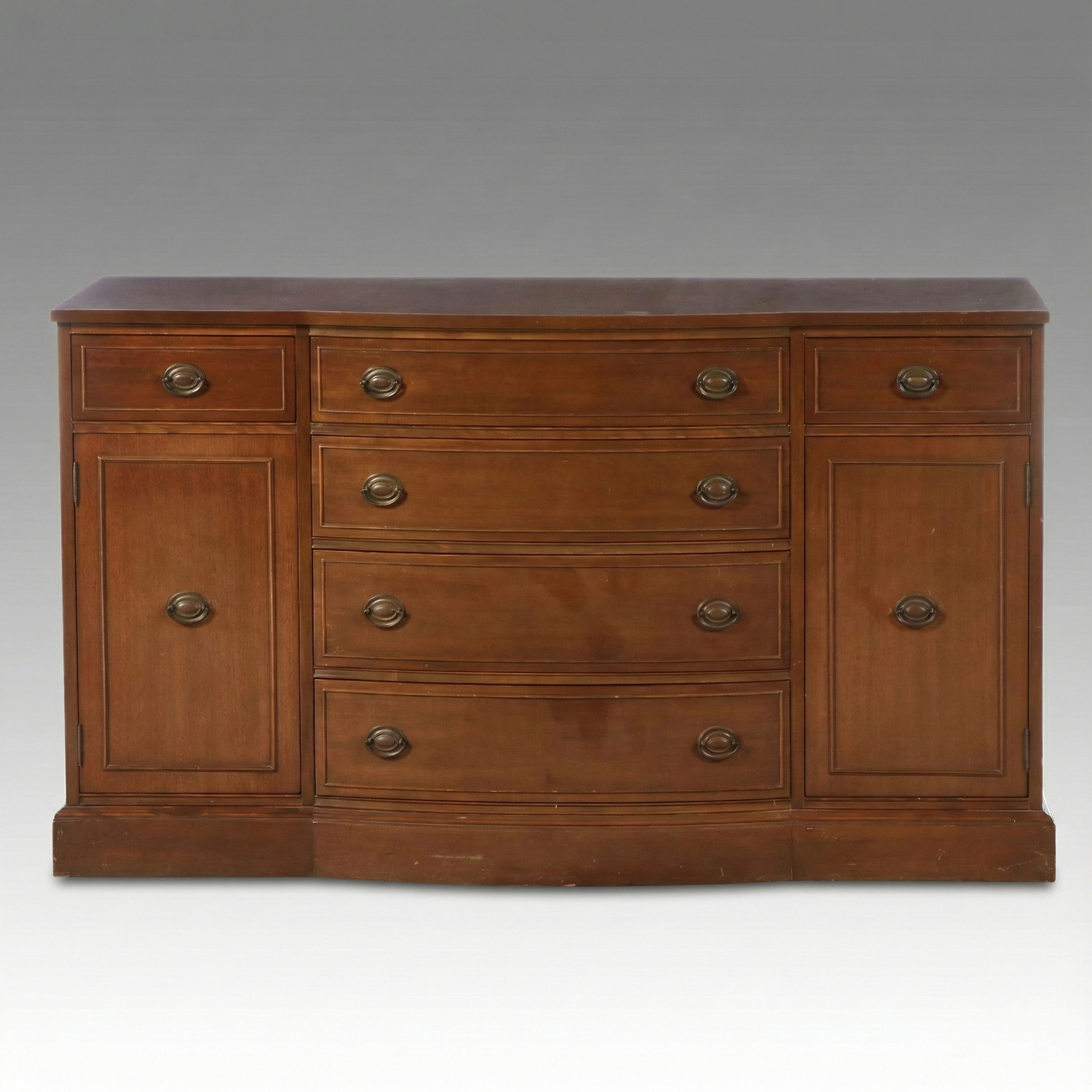 Rway Sheraton Style Mahogany Finish Bowfront Sideboard