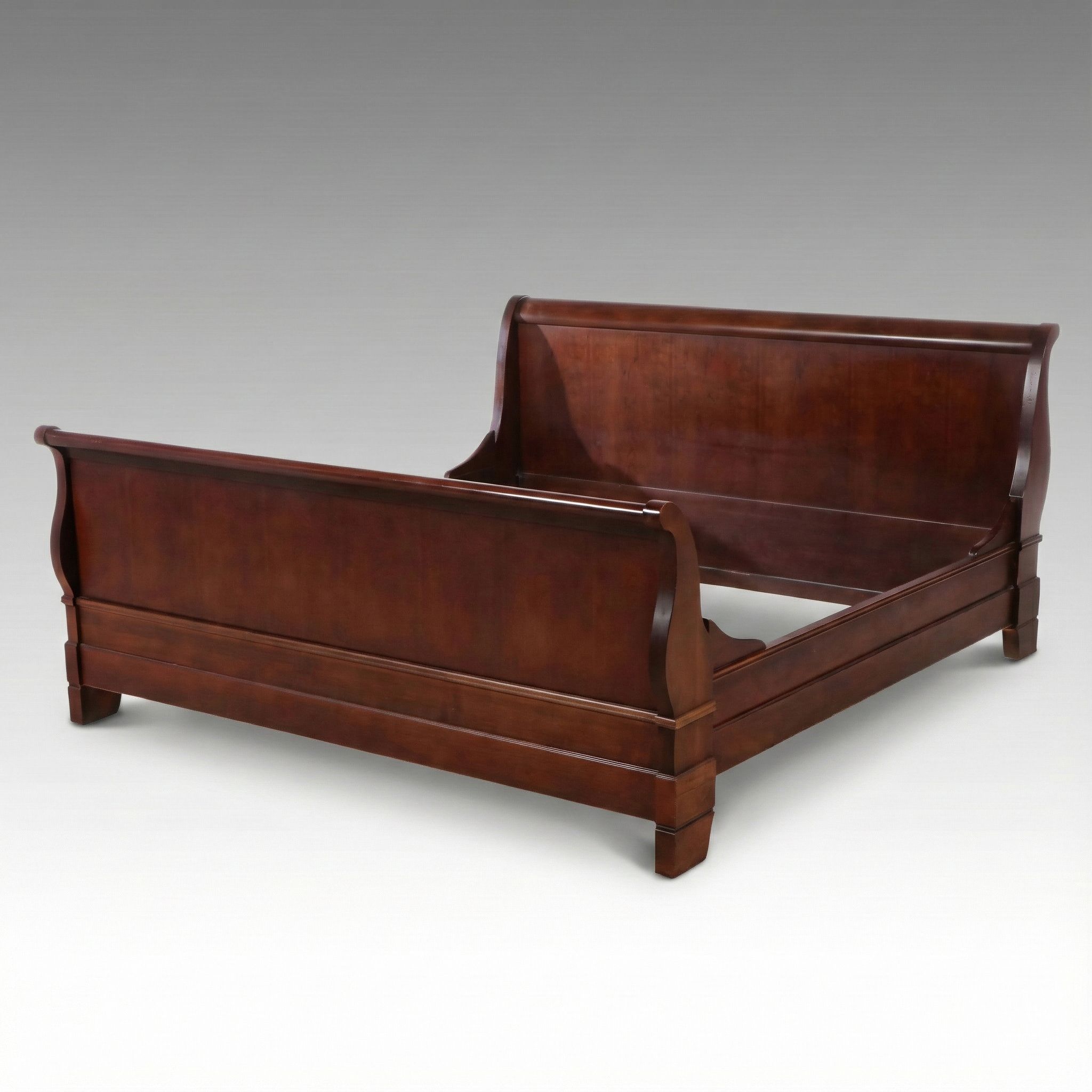 Edwardian Style Mahogany Finish Sleigh Bed