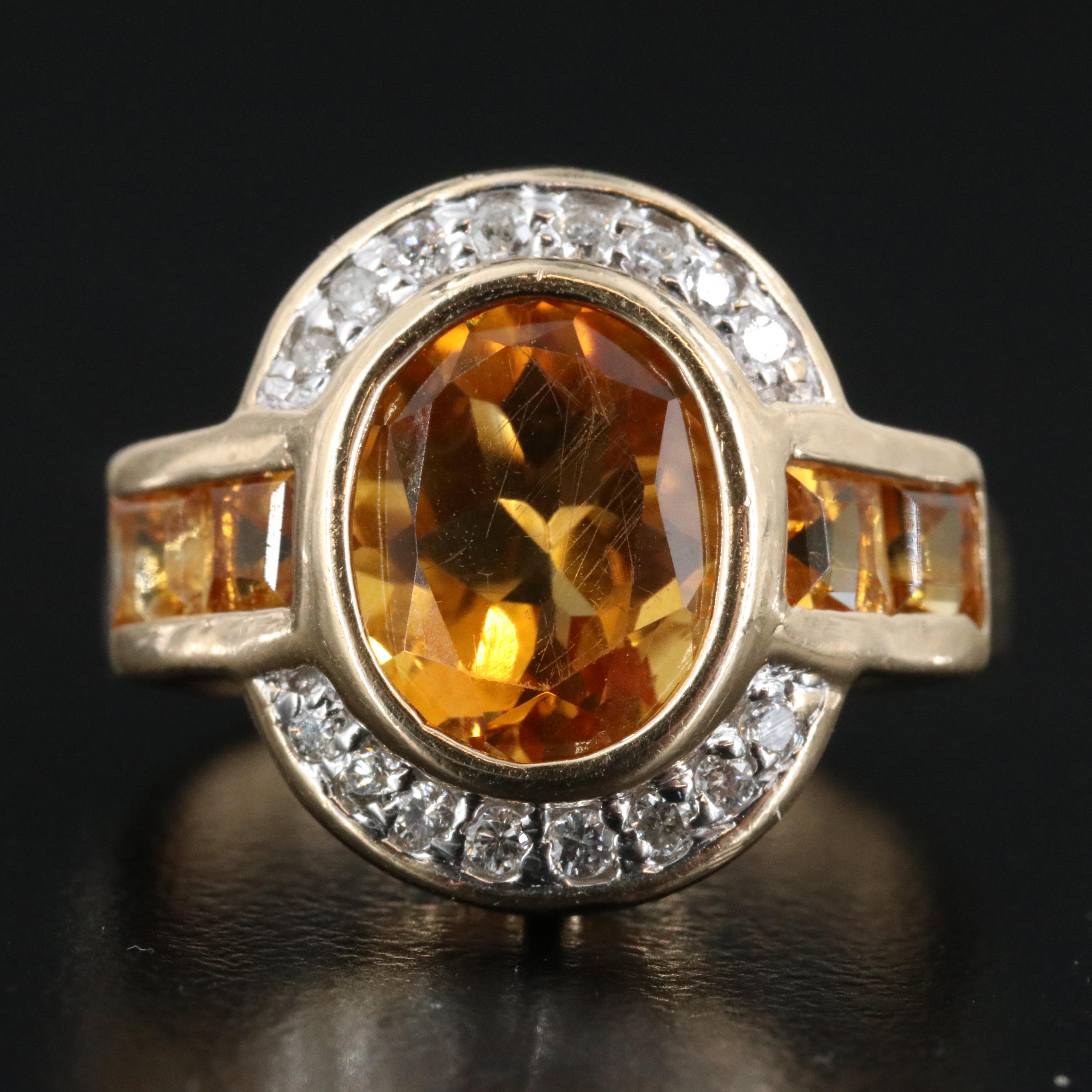 14K Citrine and Diamond Ring