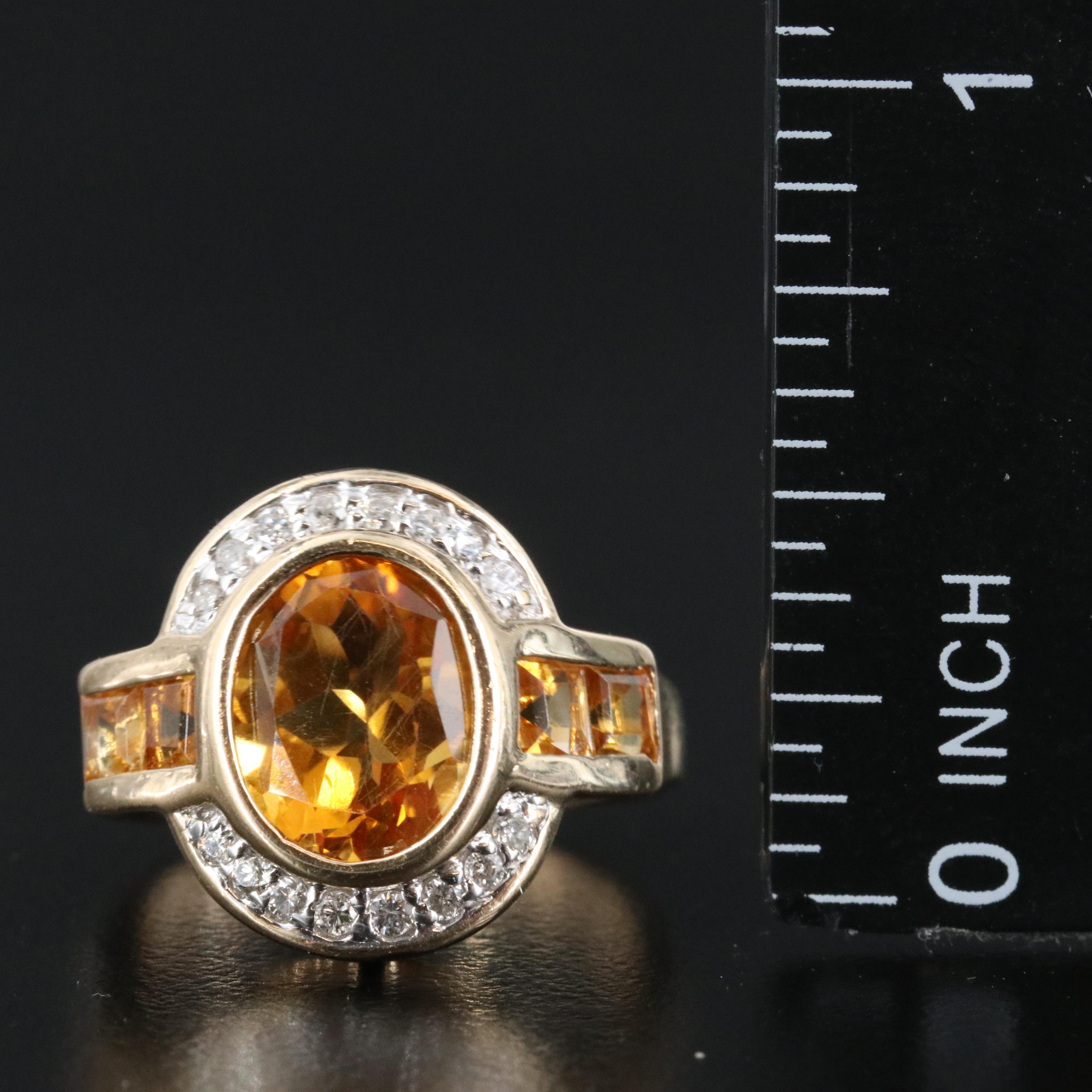 14K Citrine and Diamond Ring