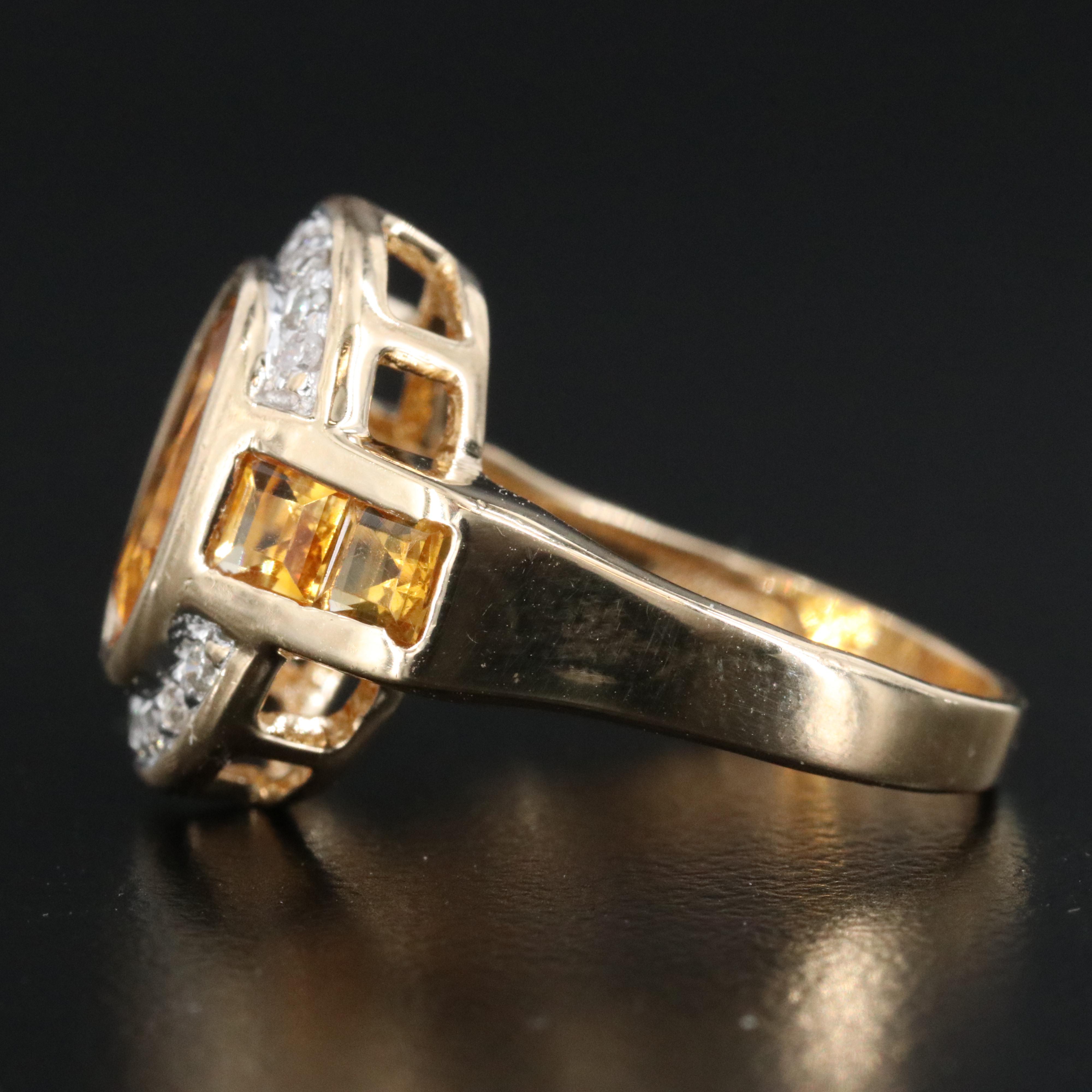 14K Citrine and Diamond Ring