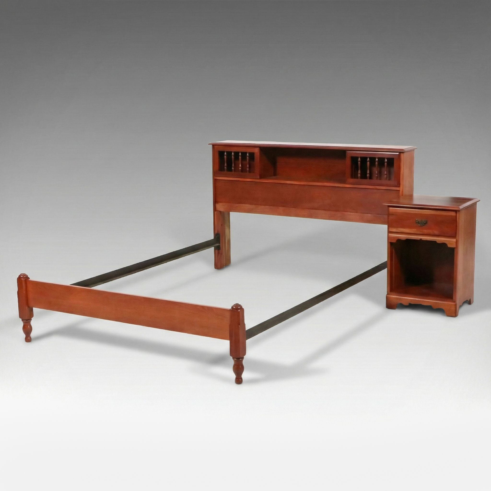 Colonial Style Full Size Cherry Bed Frame with Coordinating Nightstand