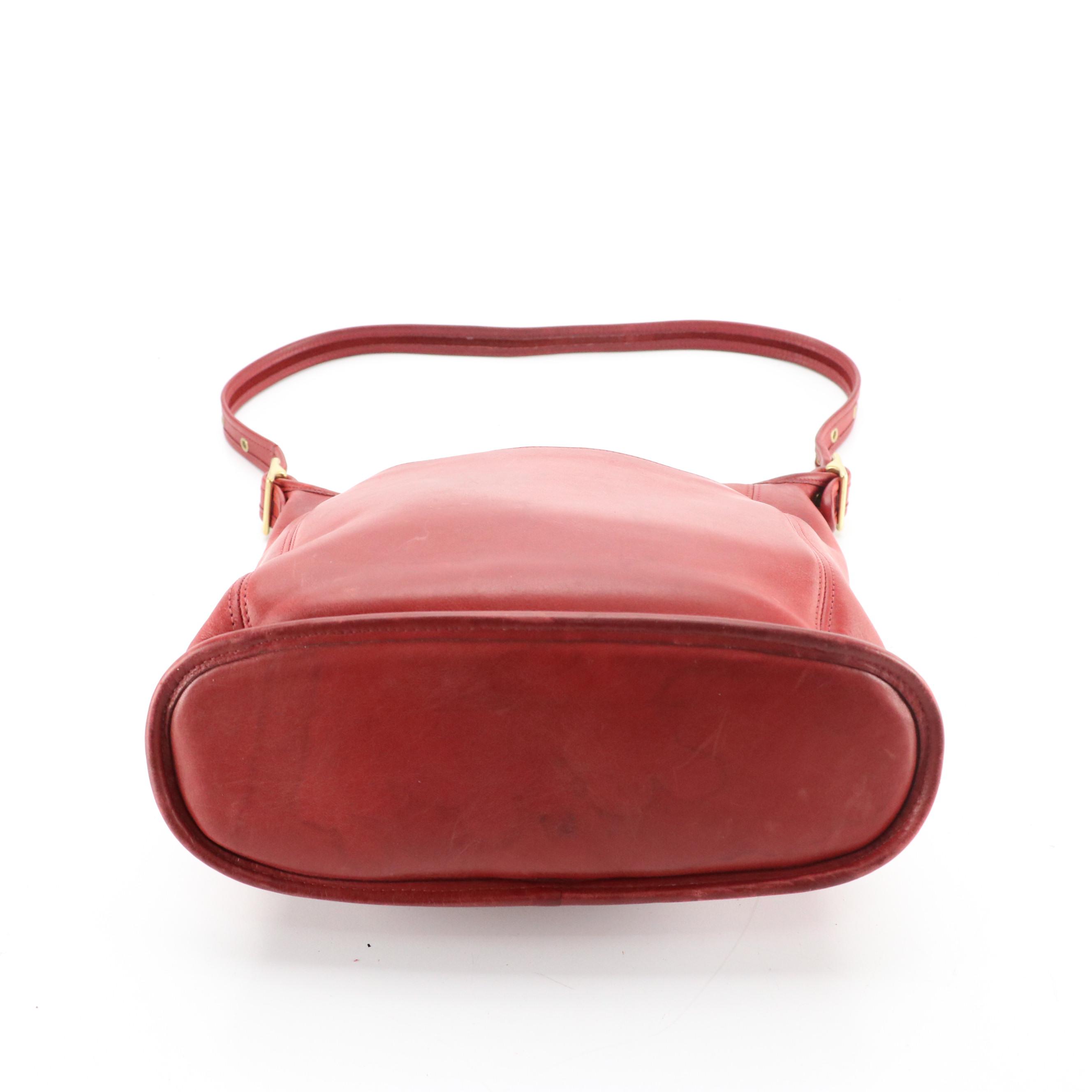 Coach Vintage Red Leather Classic Slim Duffle Sac & Brown Soho Bucket Sling Bag