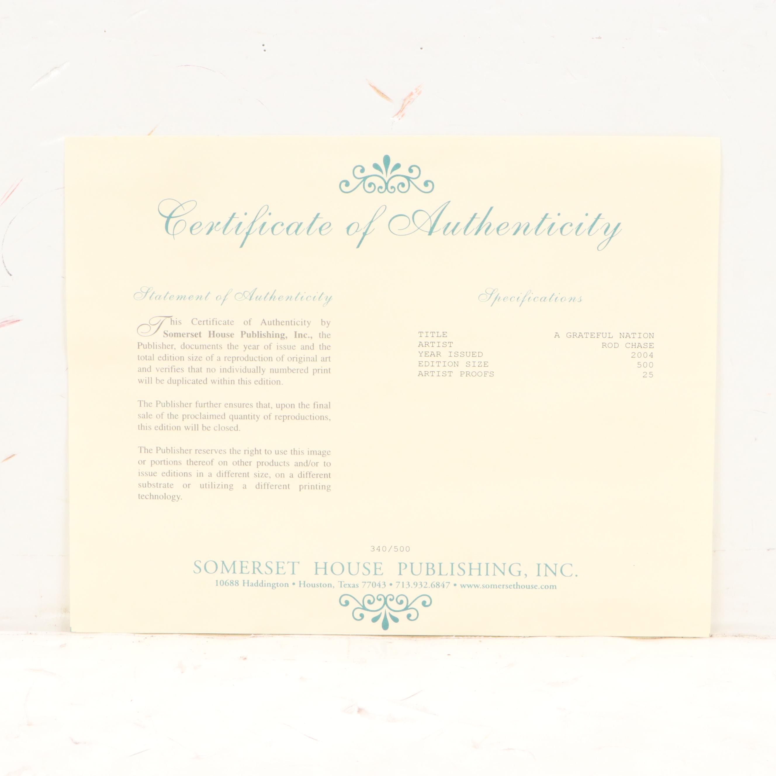 Rob Chase Offset Lithograph "A Grateful Nation"