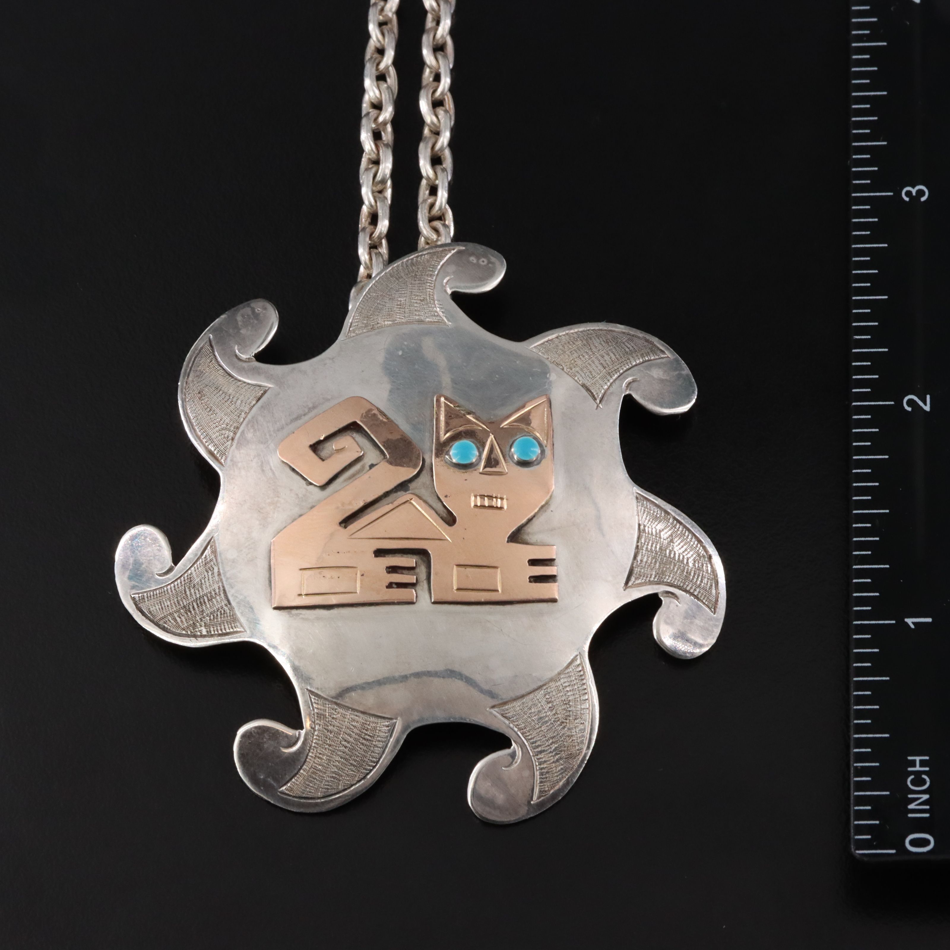 Old Cuzco Sterling Mesoamerican Jaguar Converter Pendant Necklace & Earrings Set