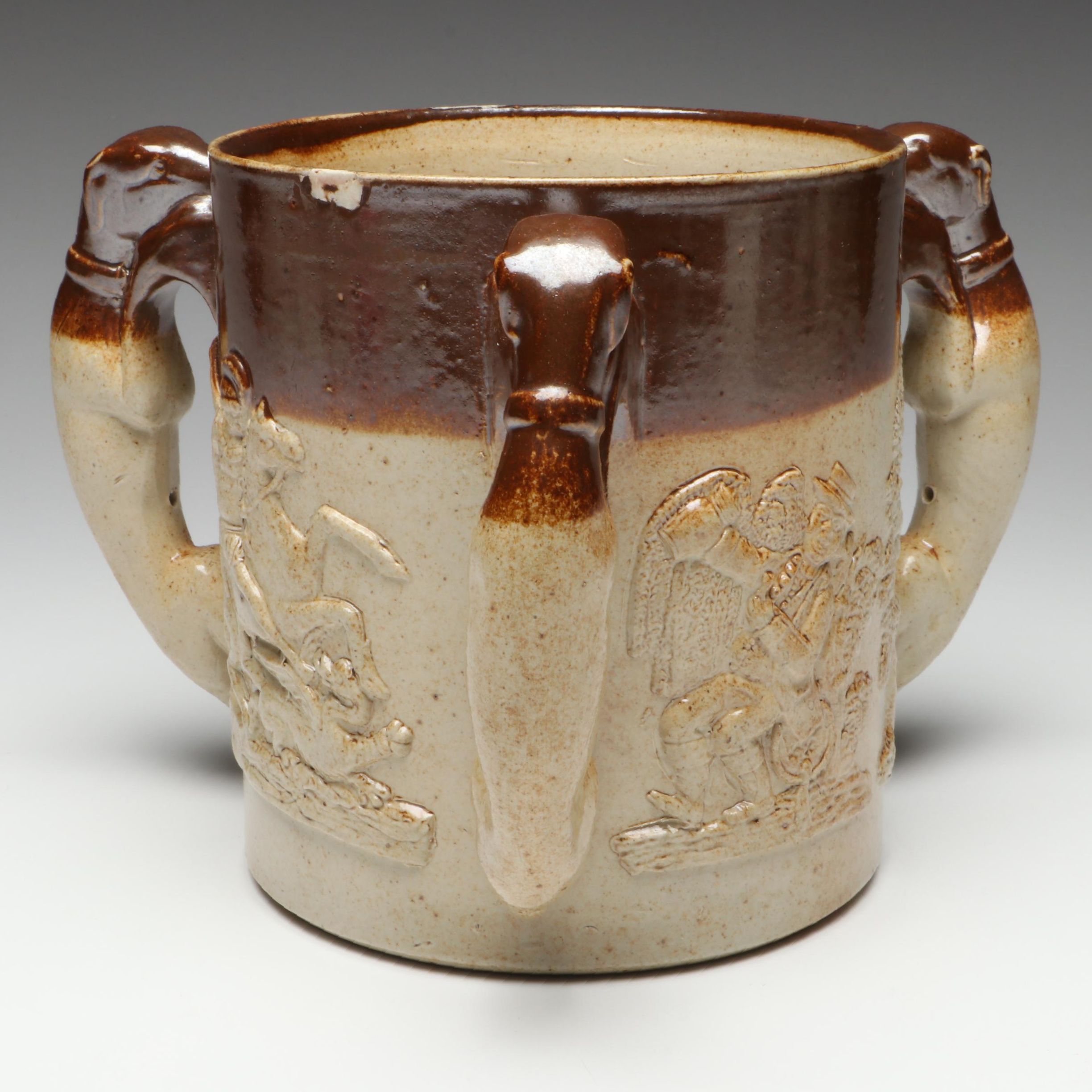Three Handle Stoneware Loving Cup