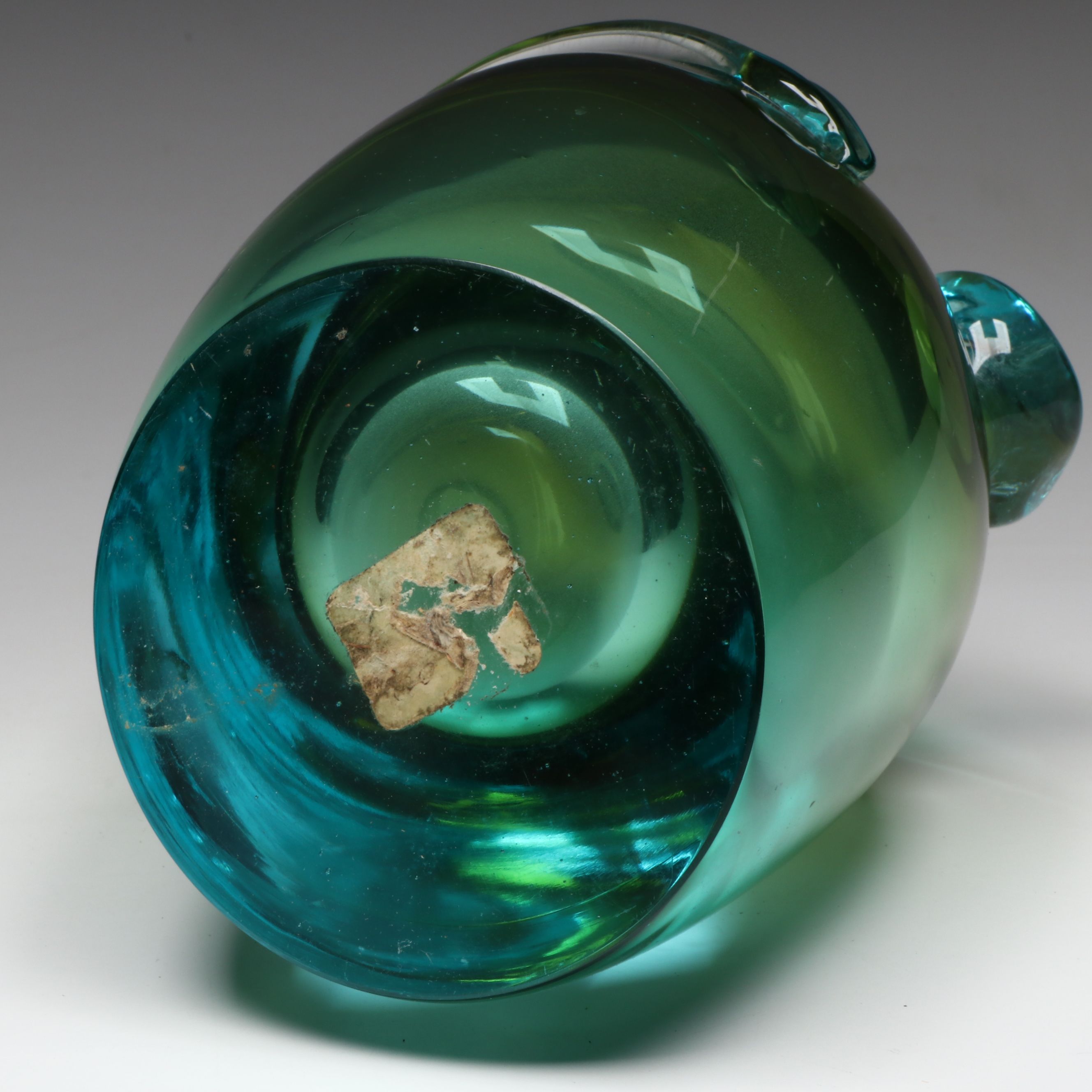 Murano Style Art Glass Sommerso Frog Face Sculpture