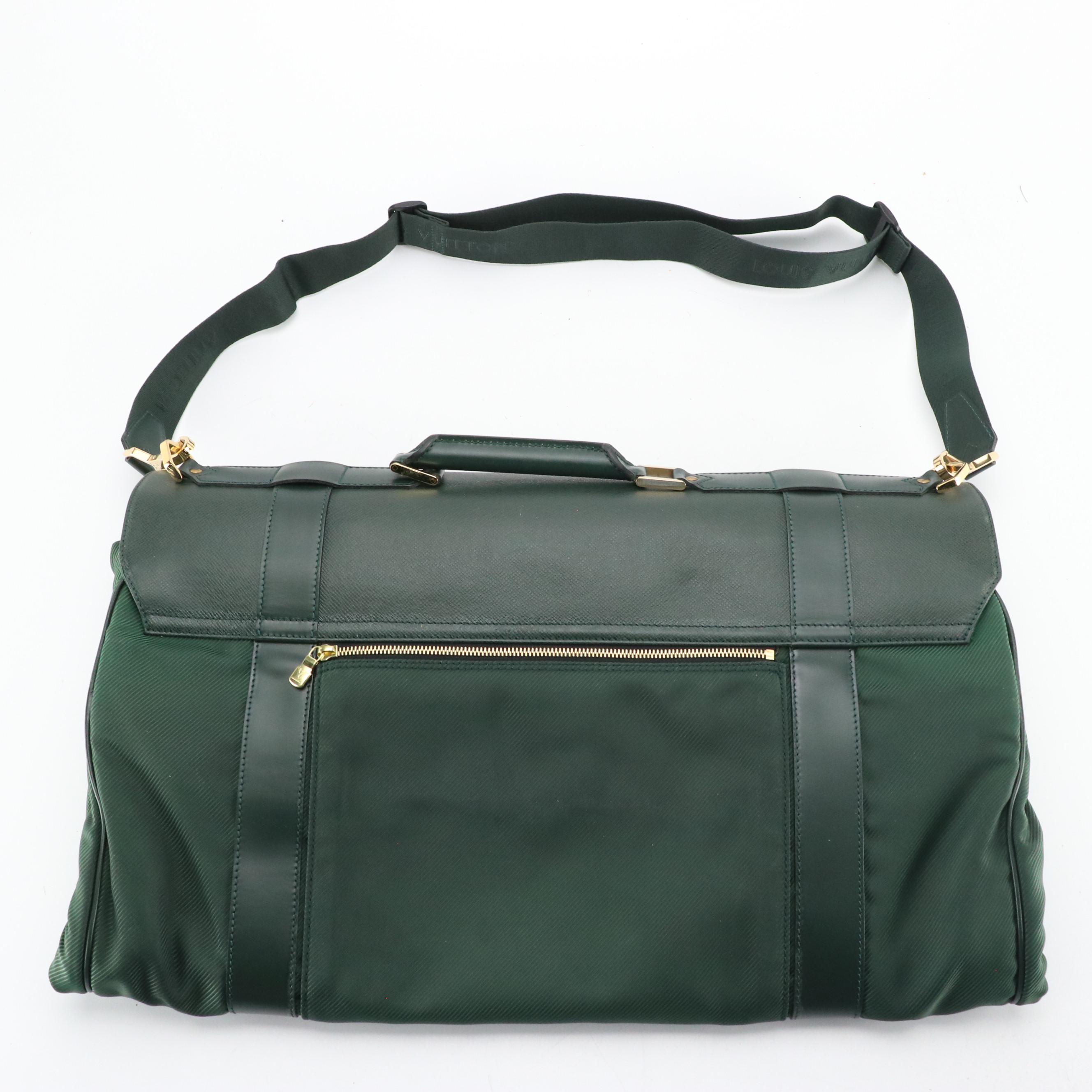 Louis Vuitton Gibeciere Two-Way Garment Bag in Green Taiga Leather & Synthetic