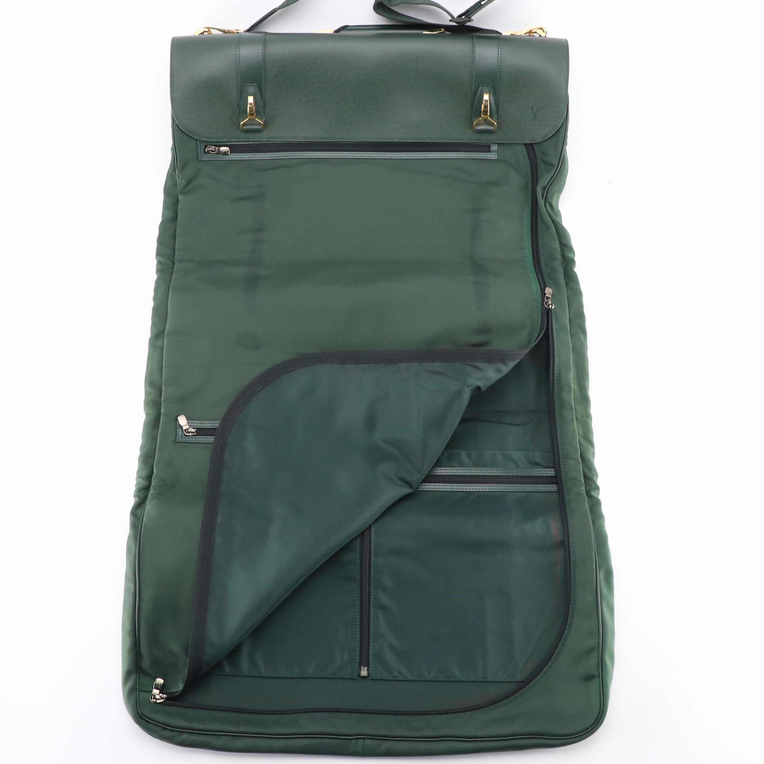 Louis Vuitton Gibeciere Two-Way Garment Bag in Green Taiga Leather & Synthetic