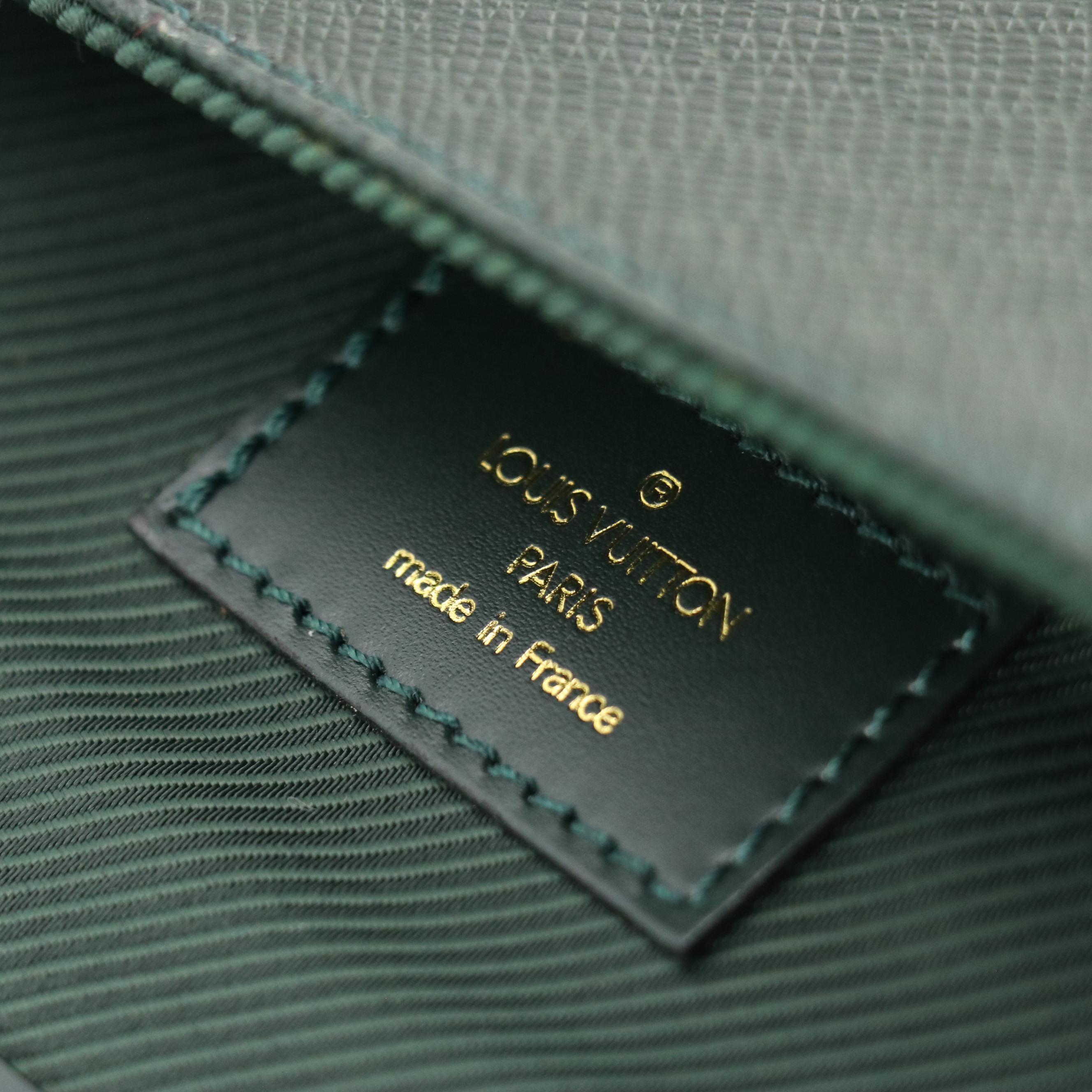 Louis Vuitton Gibeciere Two-Way Garment Bag in Green Taiga Leather & Synthetic