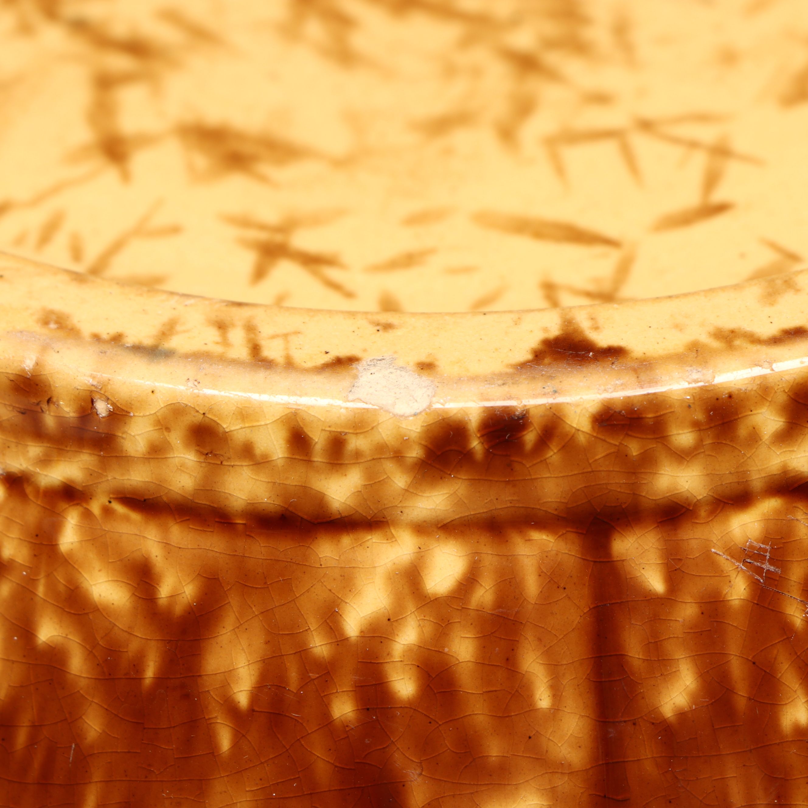 Shell Surround Ceramic Rockingham Spittoon, Late 19th Century