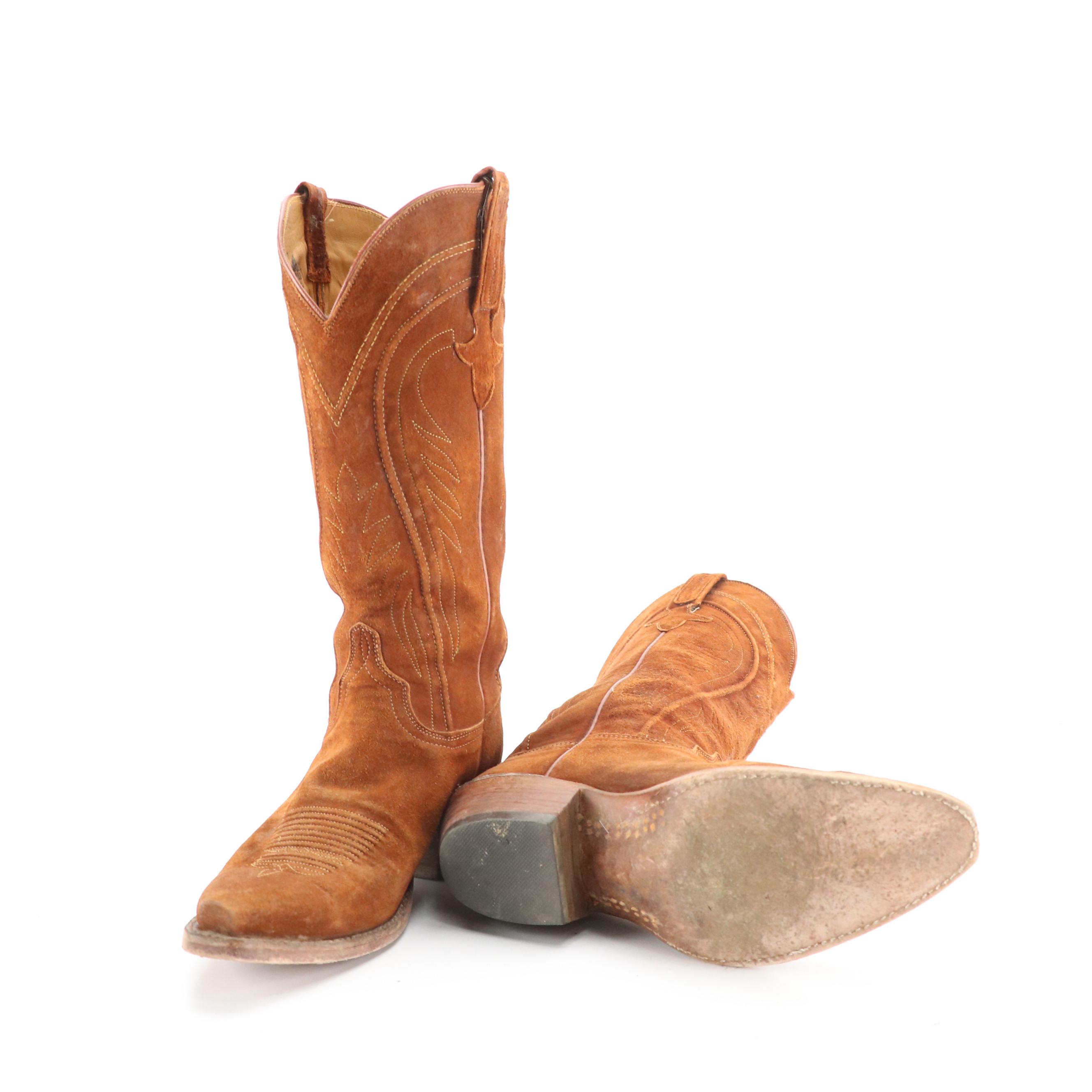 Lucchese Suede Square Tip Cowgirl Boots and Stuart Weitzman Black Suede Clogs