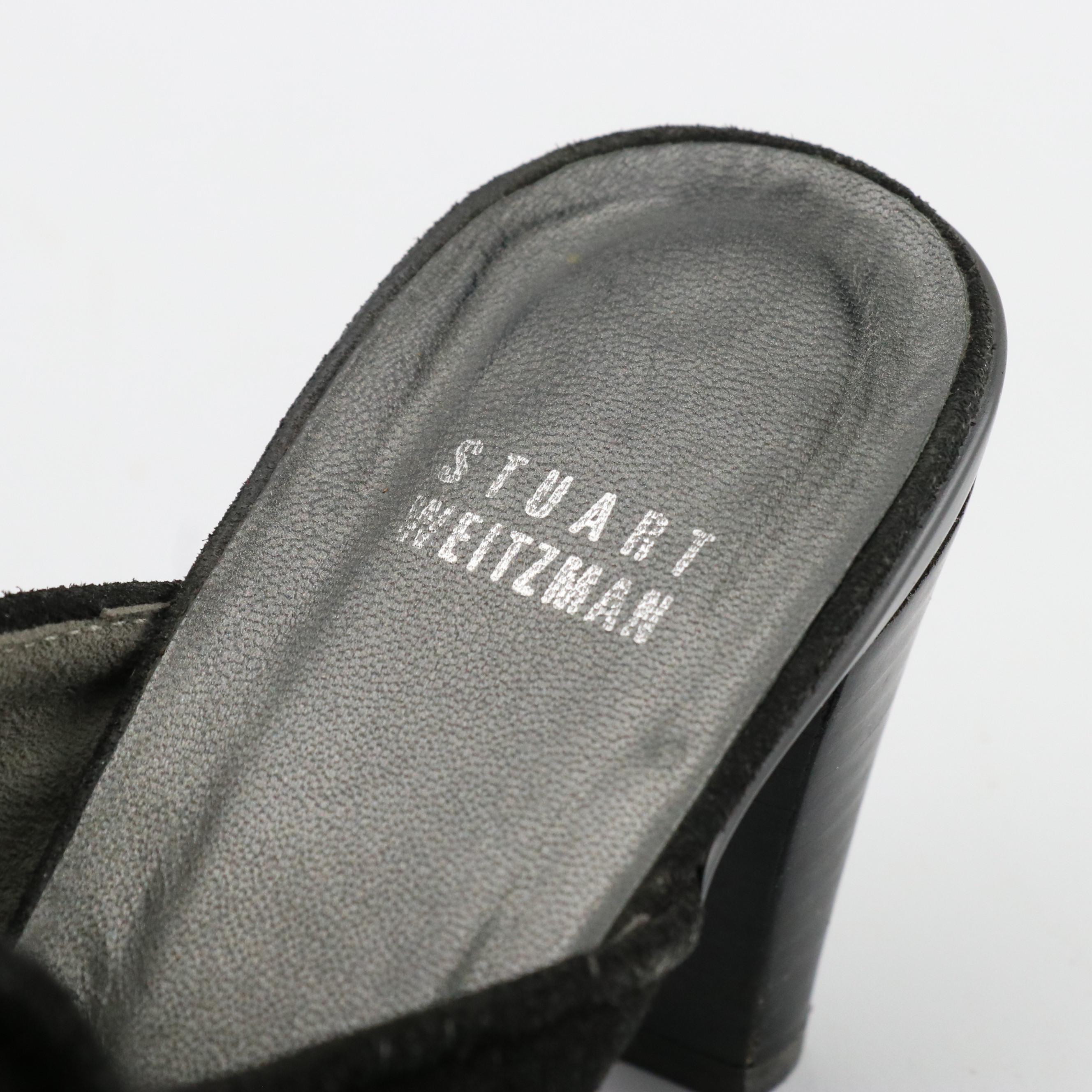 Lucchese Suede Square Tip Cowgirl Boots and Stuart Weitzman Black Suede Clogs