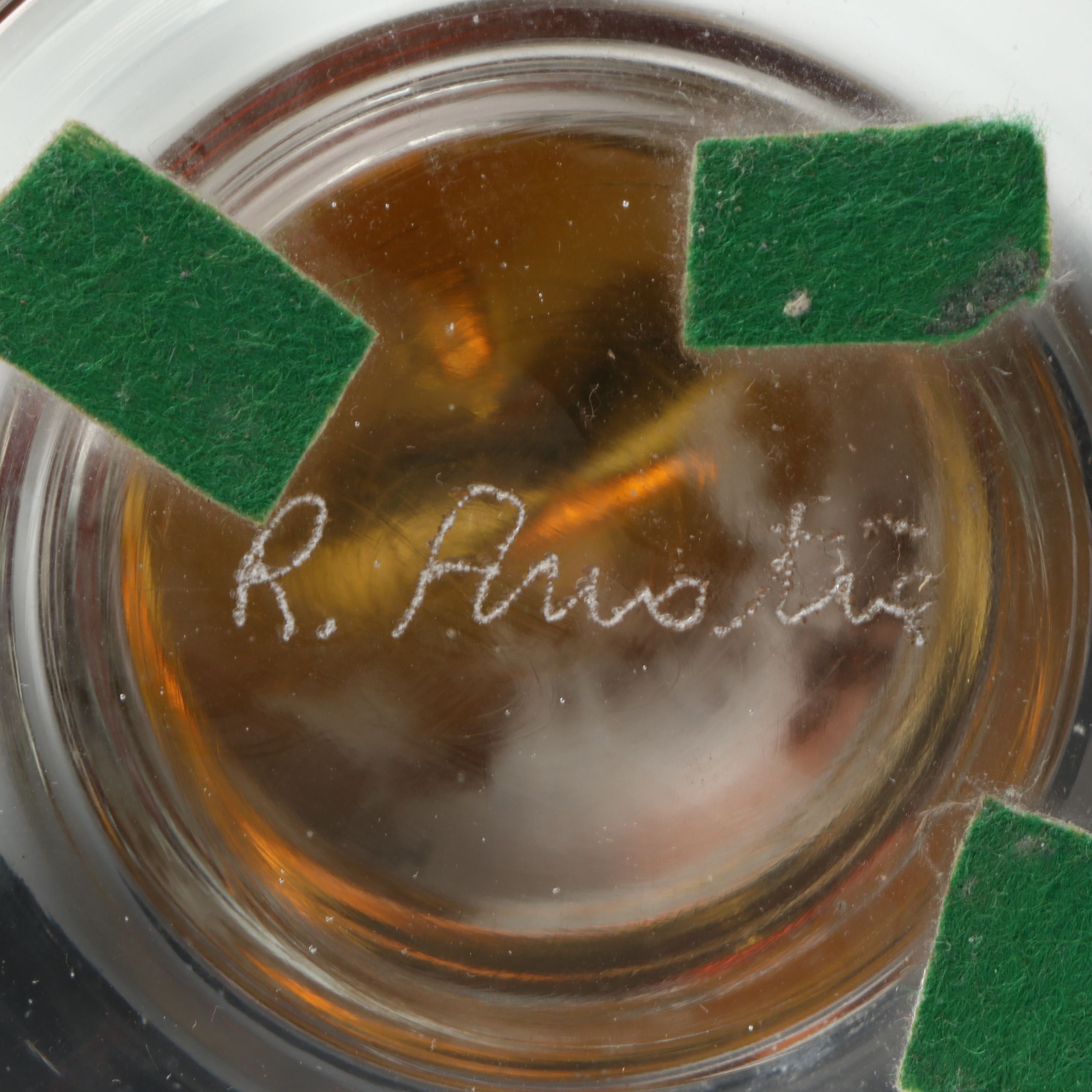 Renato Anatrà Controlled Bubble Art Glass Amber and Clear Glass Paperweight