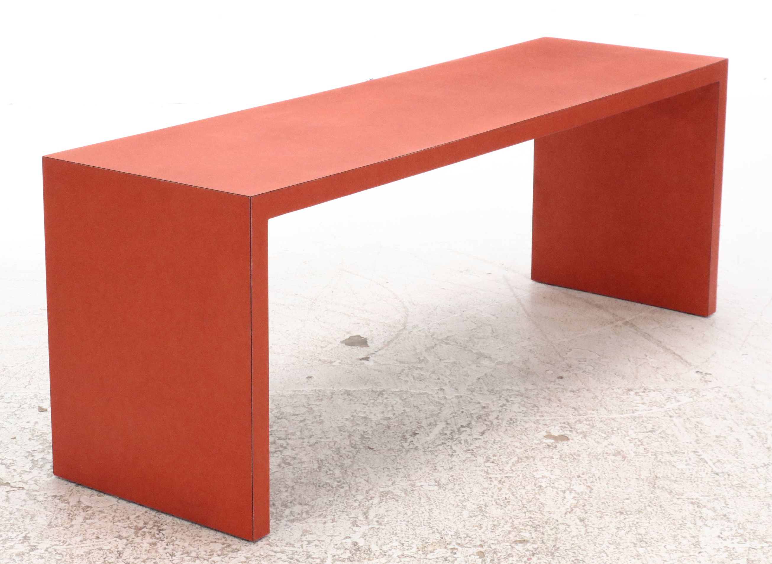 Modernist Orange Laminate Bench, Mid to Late 20th Century
