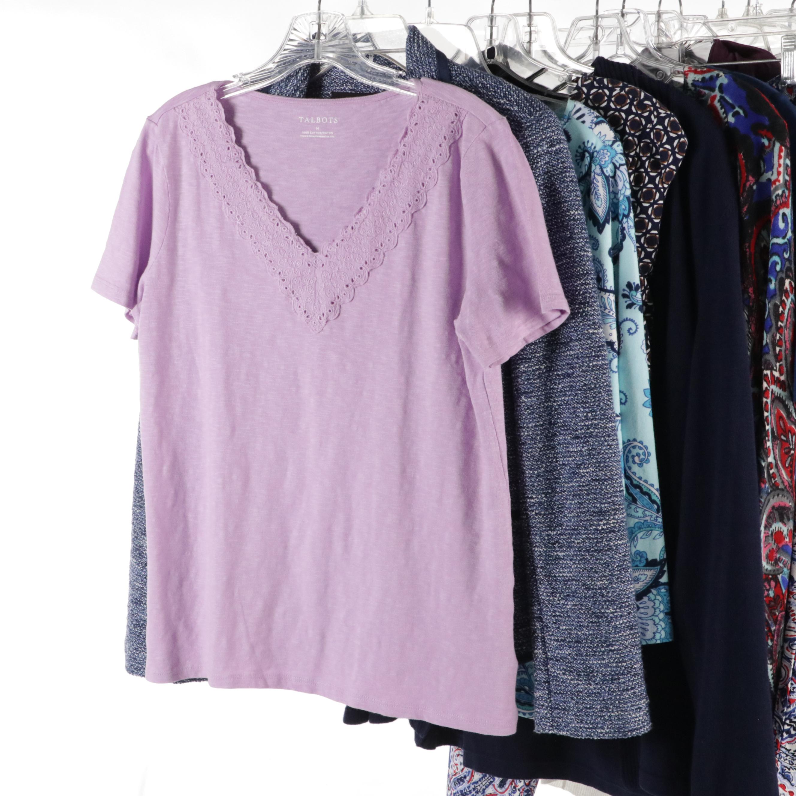 Cool Tone Patterned Wardrobe Collection Featuring Talbots and Dooney & Bourke