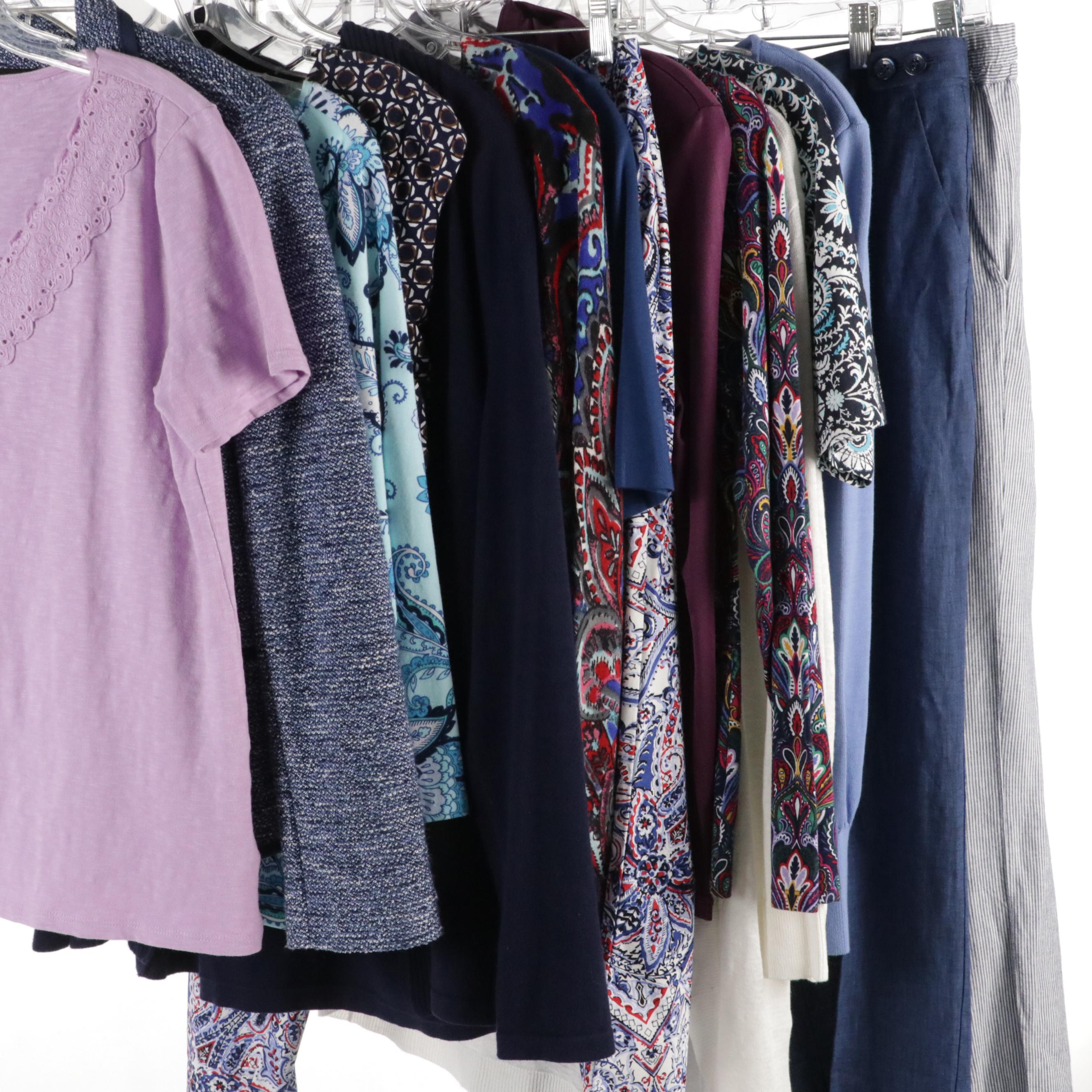 Cool Tone Patterned Wardrobe Collection Featuring Talbots and Dooney & Bourke