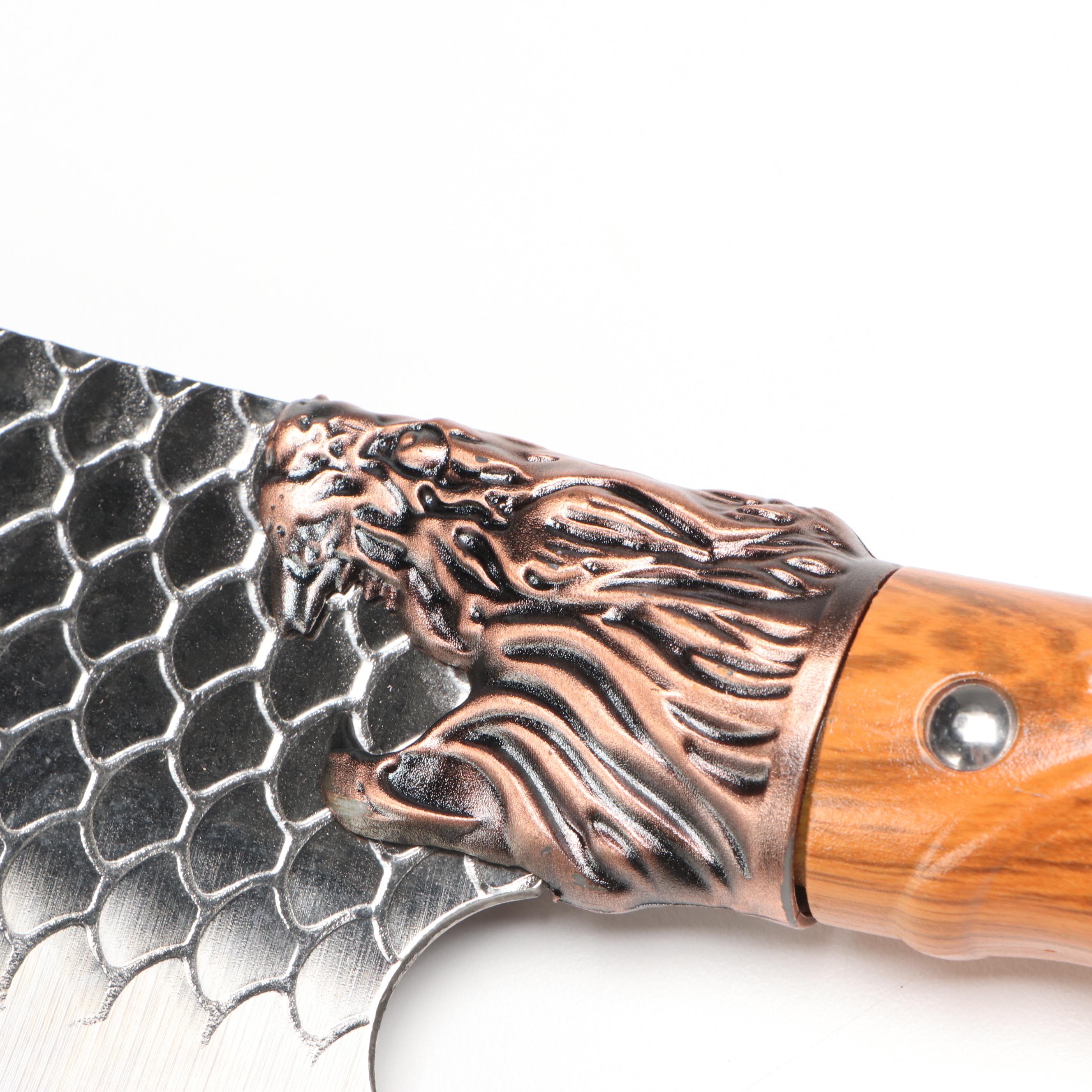 Japanese Style Etched Stainless and Dragon Scale Chef's Knives