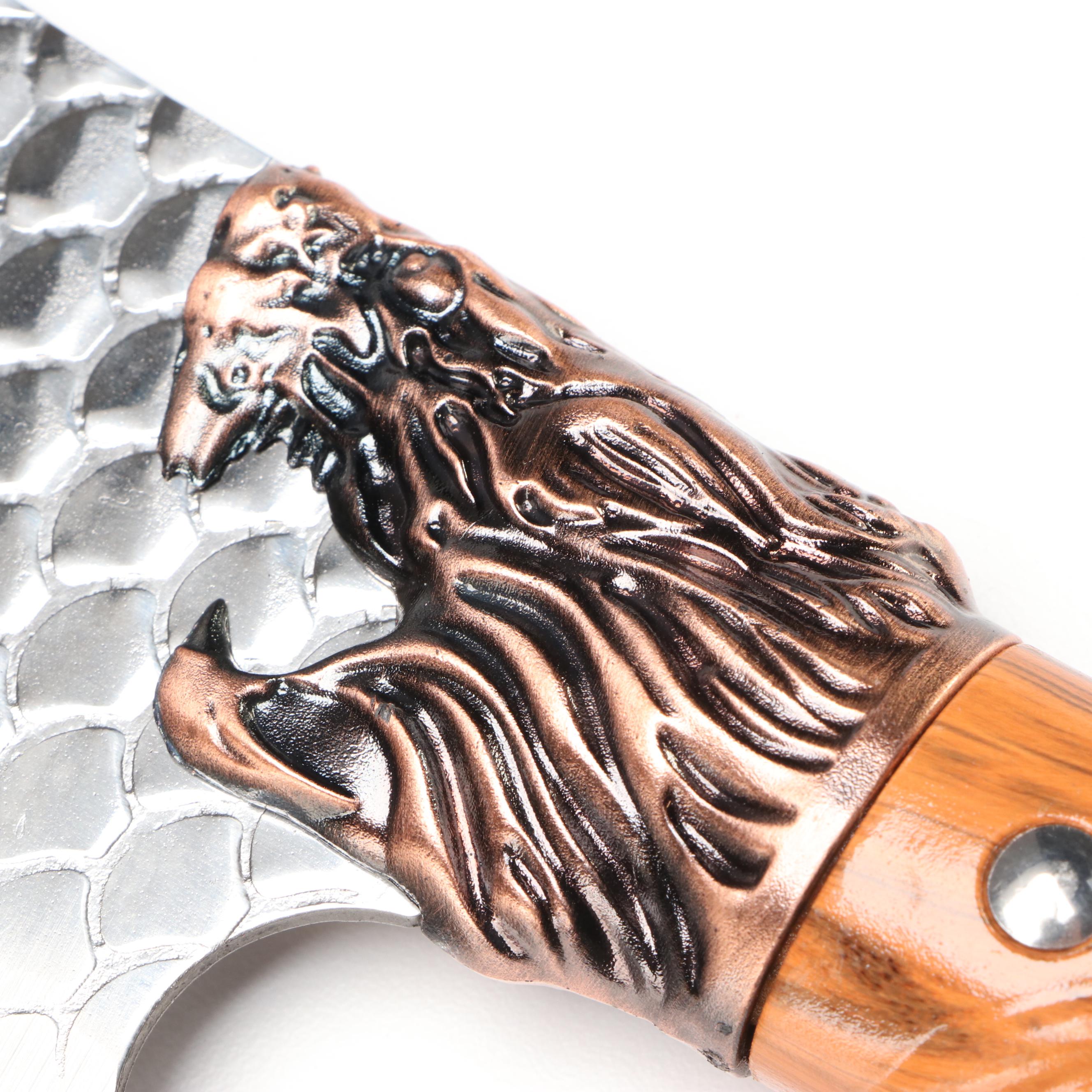 Japanese Style Etched Stainless and Dragon Scale Chef's Knives