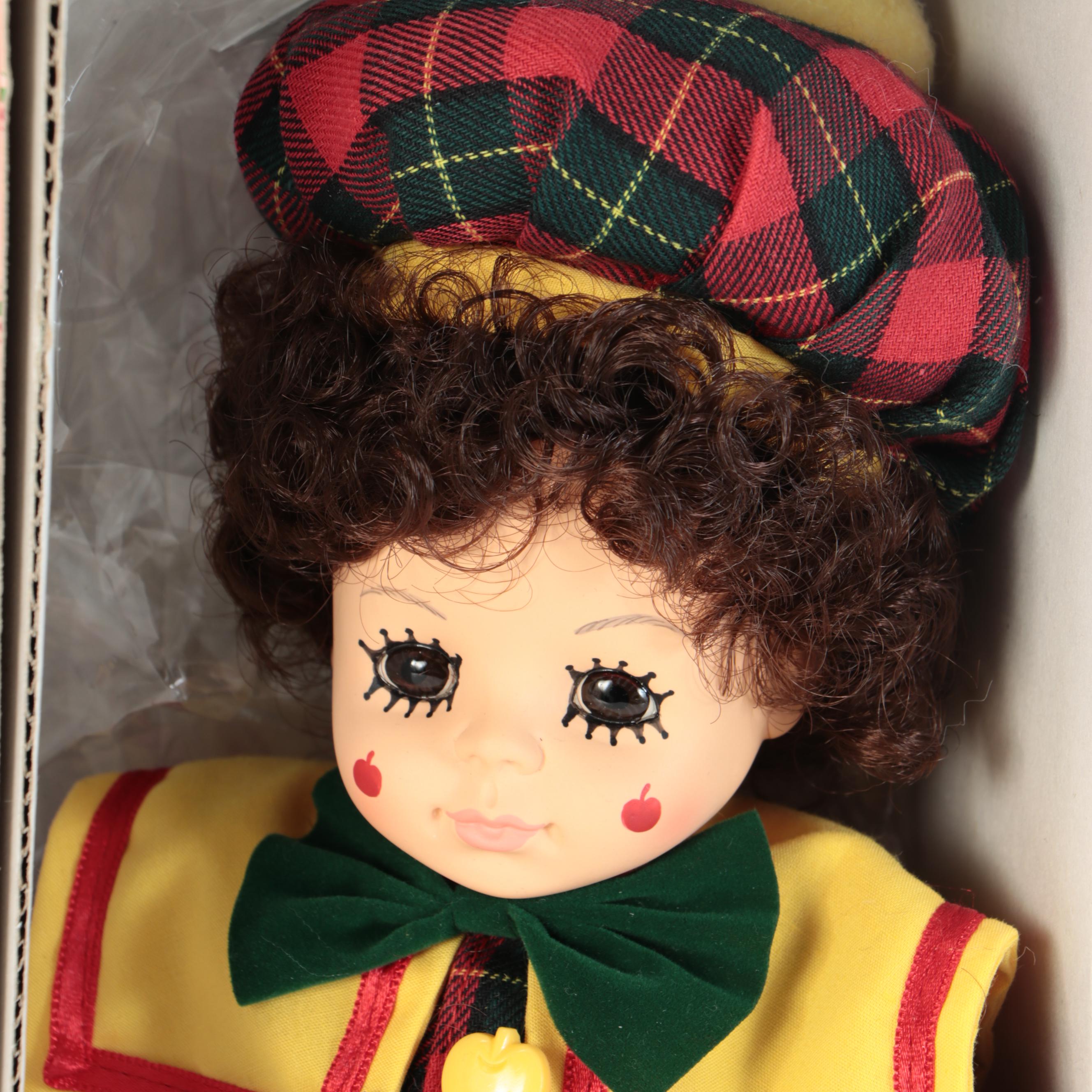 Brinn's "Flora Belle" and "Calendar Clown" Porcelain Dolls, 1980s