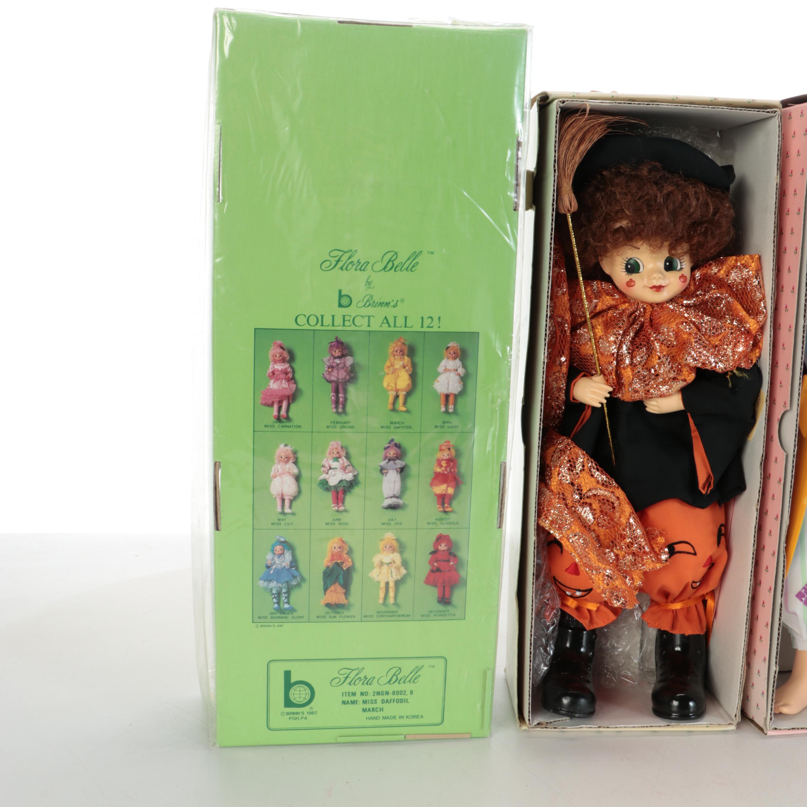 Brinn's "Flora Belle" and "Calendar Clown" Porcelain Dolls, 1980s
