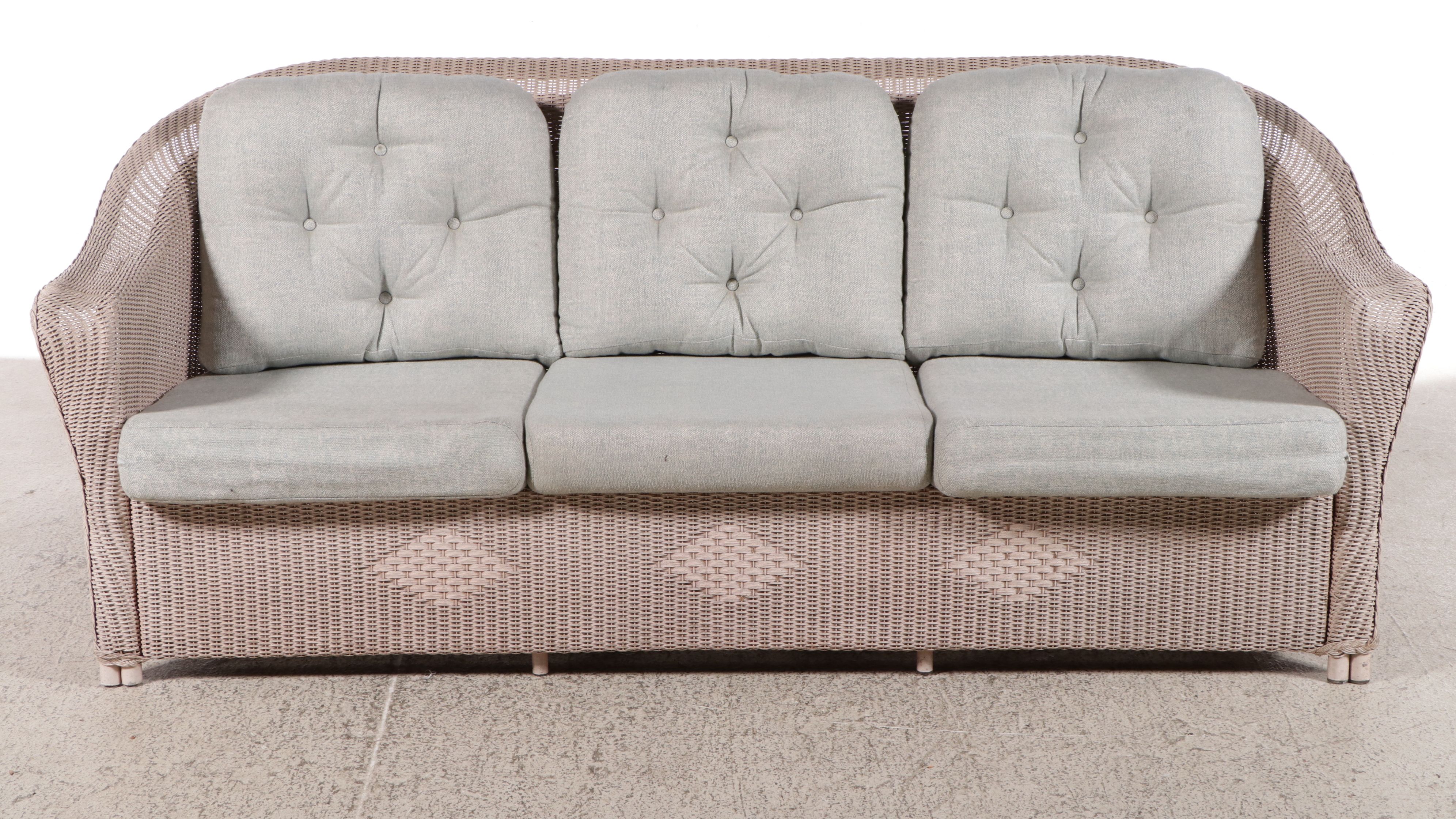 Lloyd Loom Wicker Rush Sofa and Coffee Table, Late 20th Century