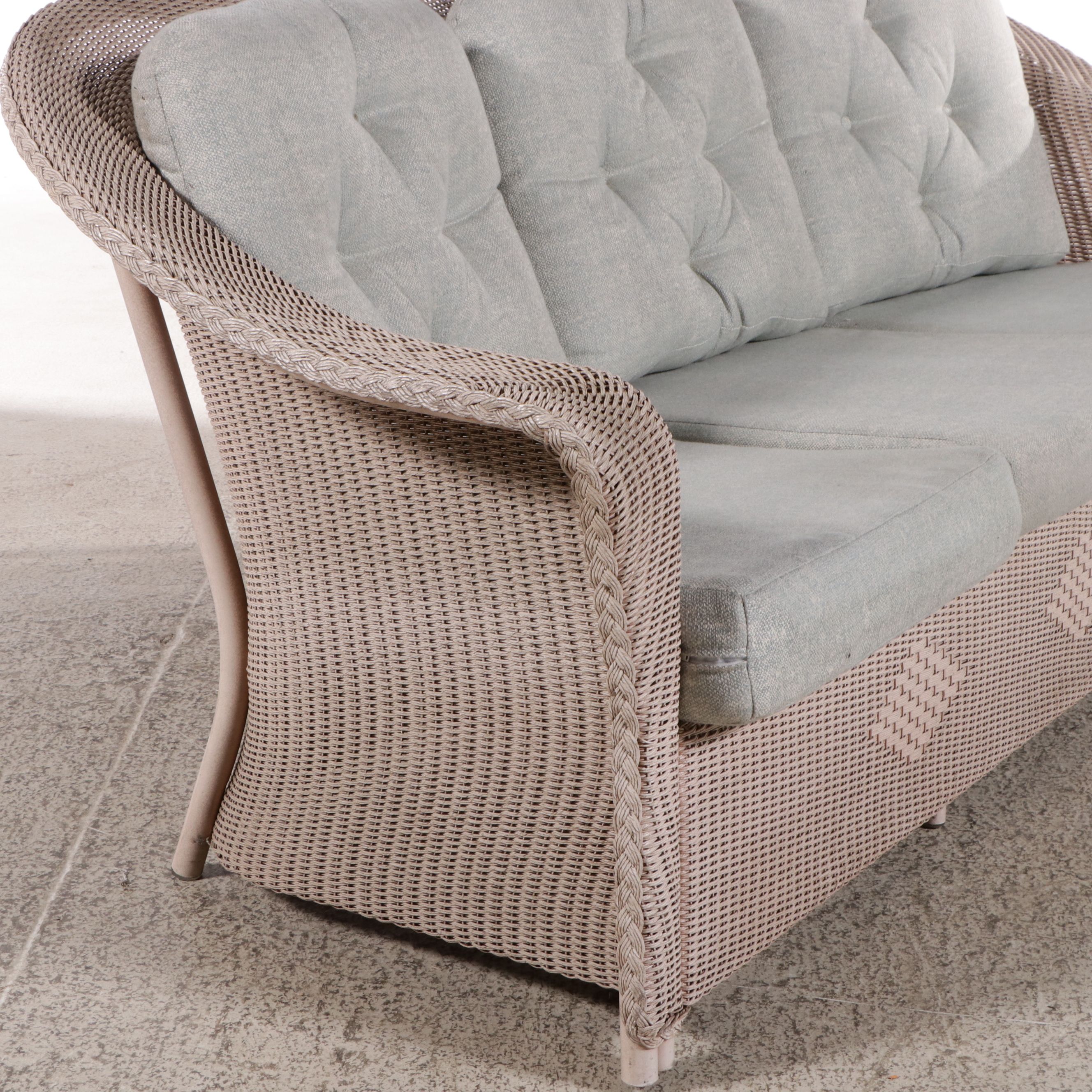 Lloyd Loom Wicker Rush Sofa and Coffee Table, Late 20th Century